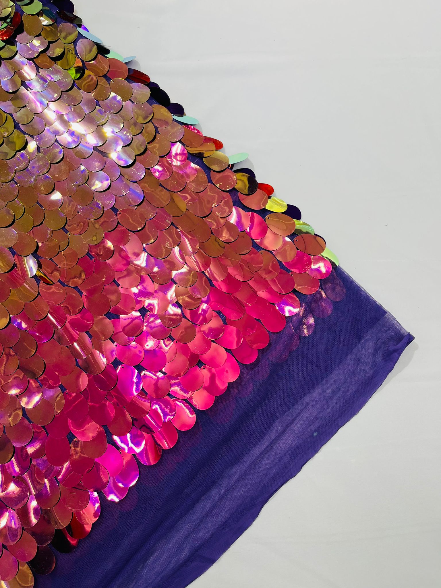 Jumbo Sequins Oval Sequin Paillette/Tear Drop Mermaid Big Sequins Fabric Mesh/ 54 Inches Wide.