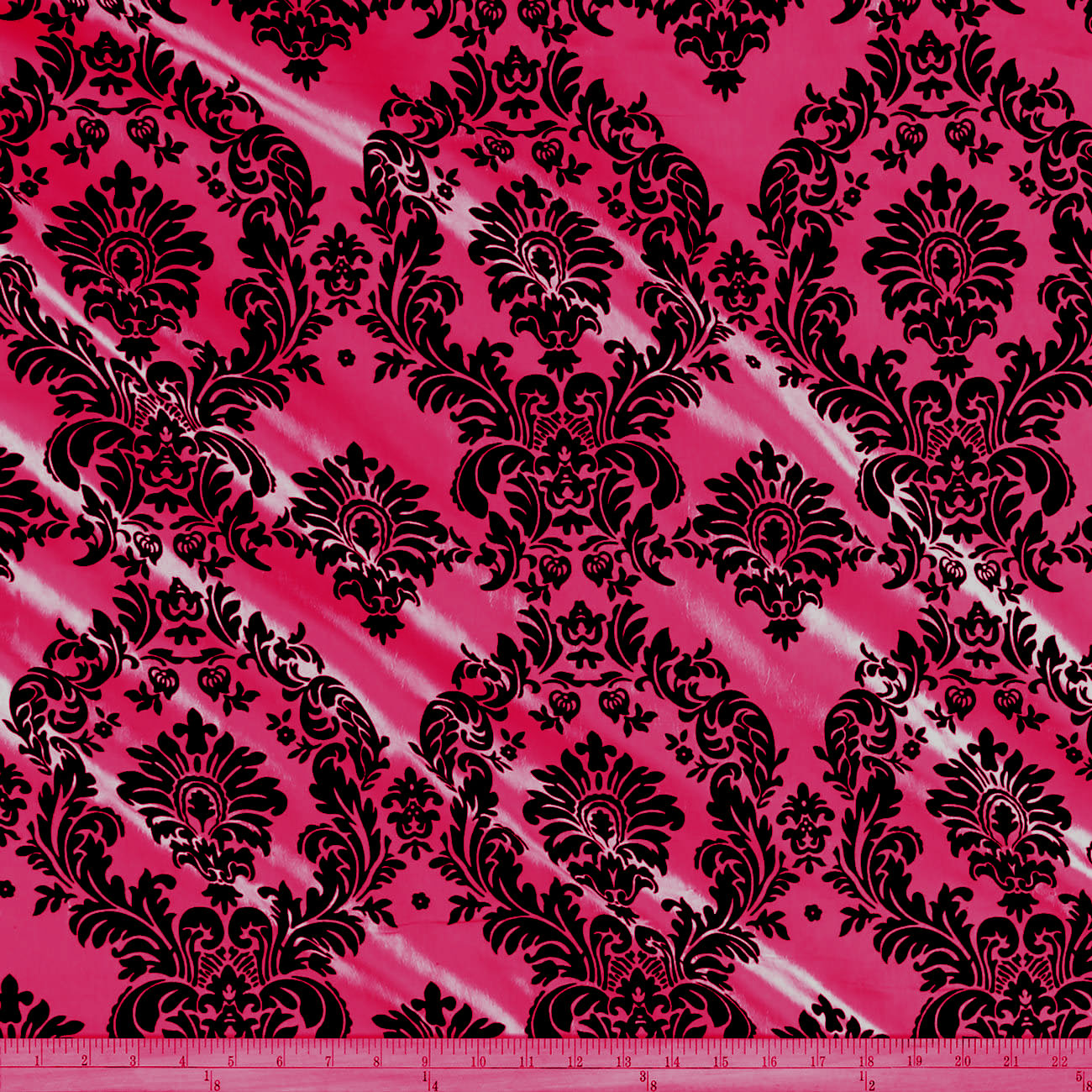 Flocked Damask Taffeta Fabric - Sold By The Yard.