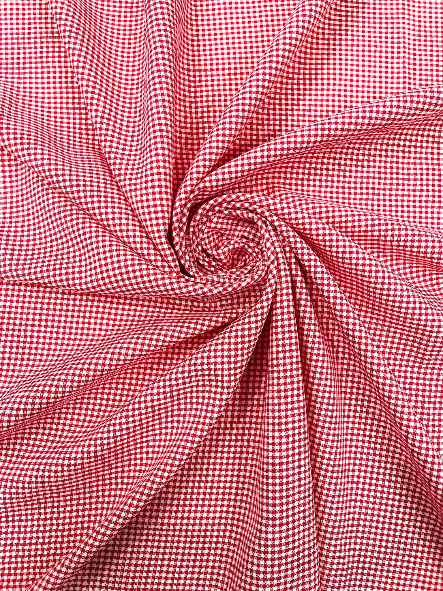 Gingham 1/8” Squares, Polyester Checkered Fabric 58” Wide.