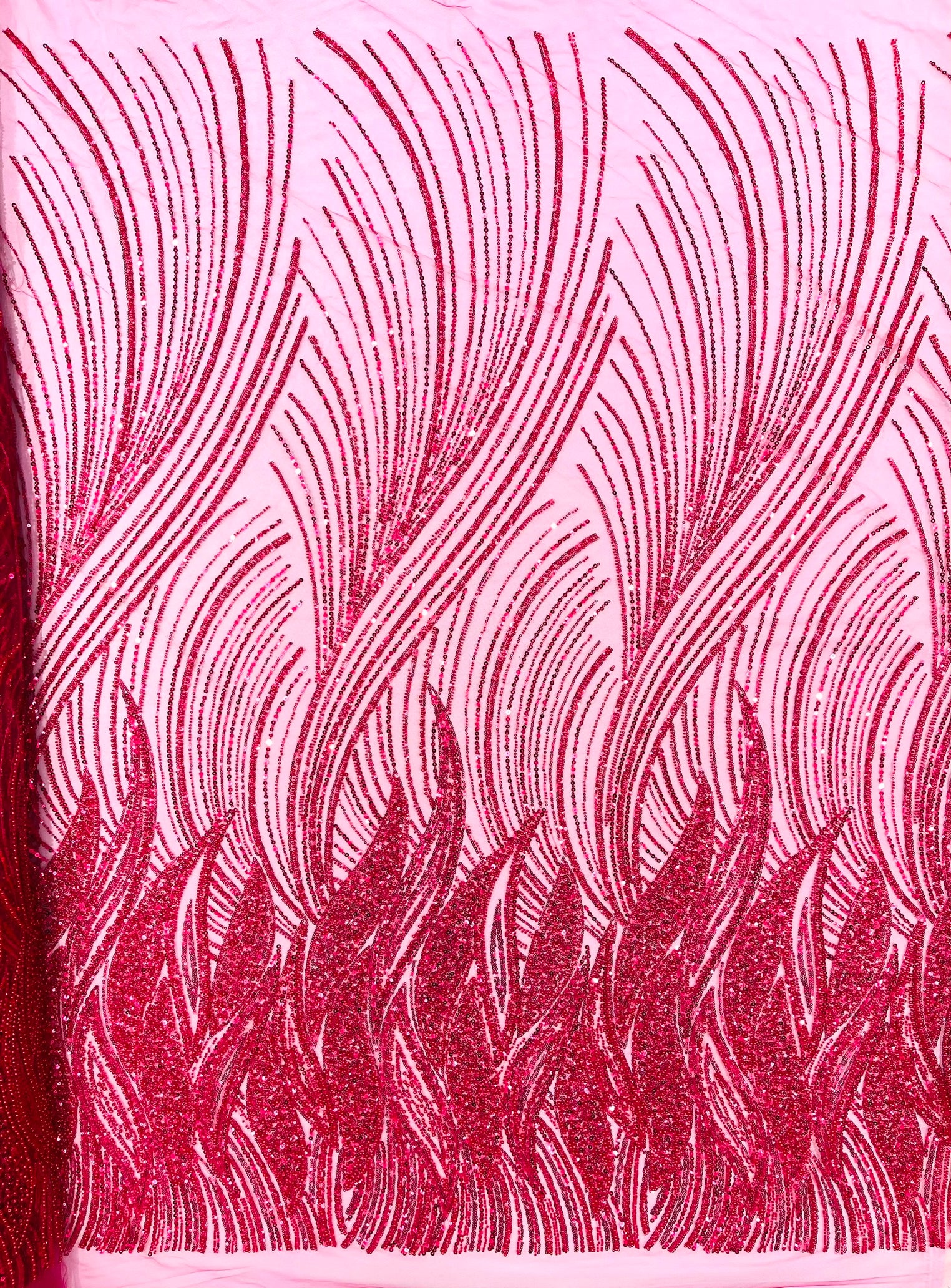 Flame Fashion Beaded Lace Fabric| Prom| Wedding| By The Yard.