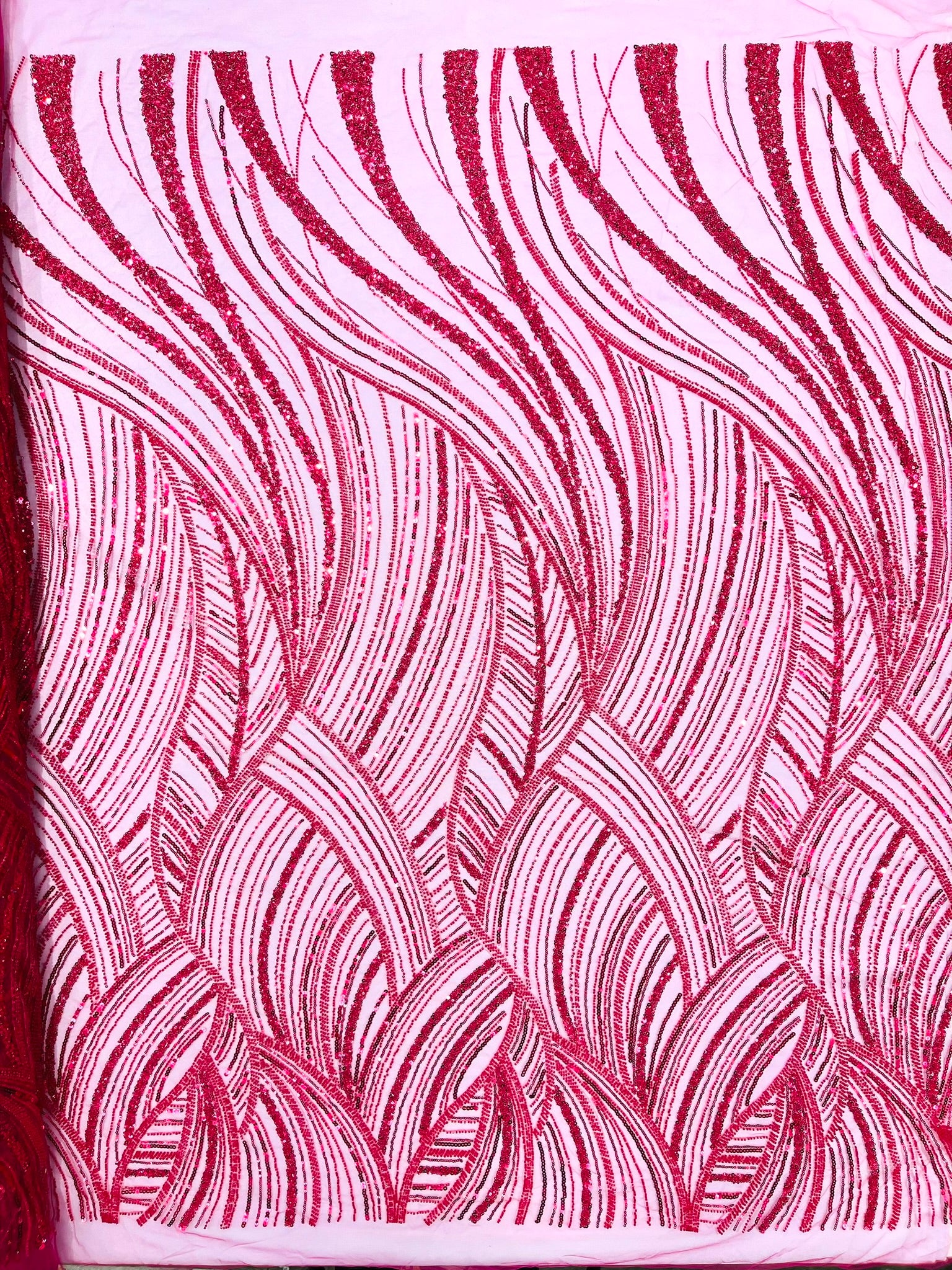 Luxury Feather Damask Beaded Lace Fabric| Prom| Wedding| By The Yard.