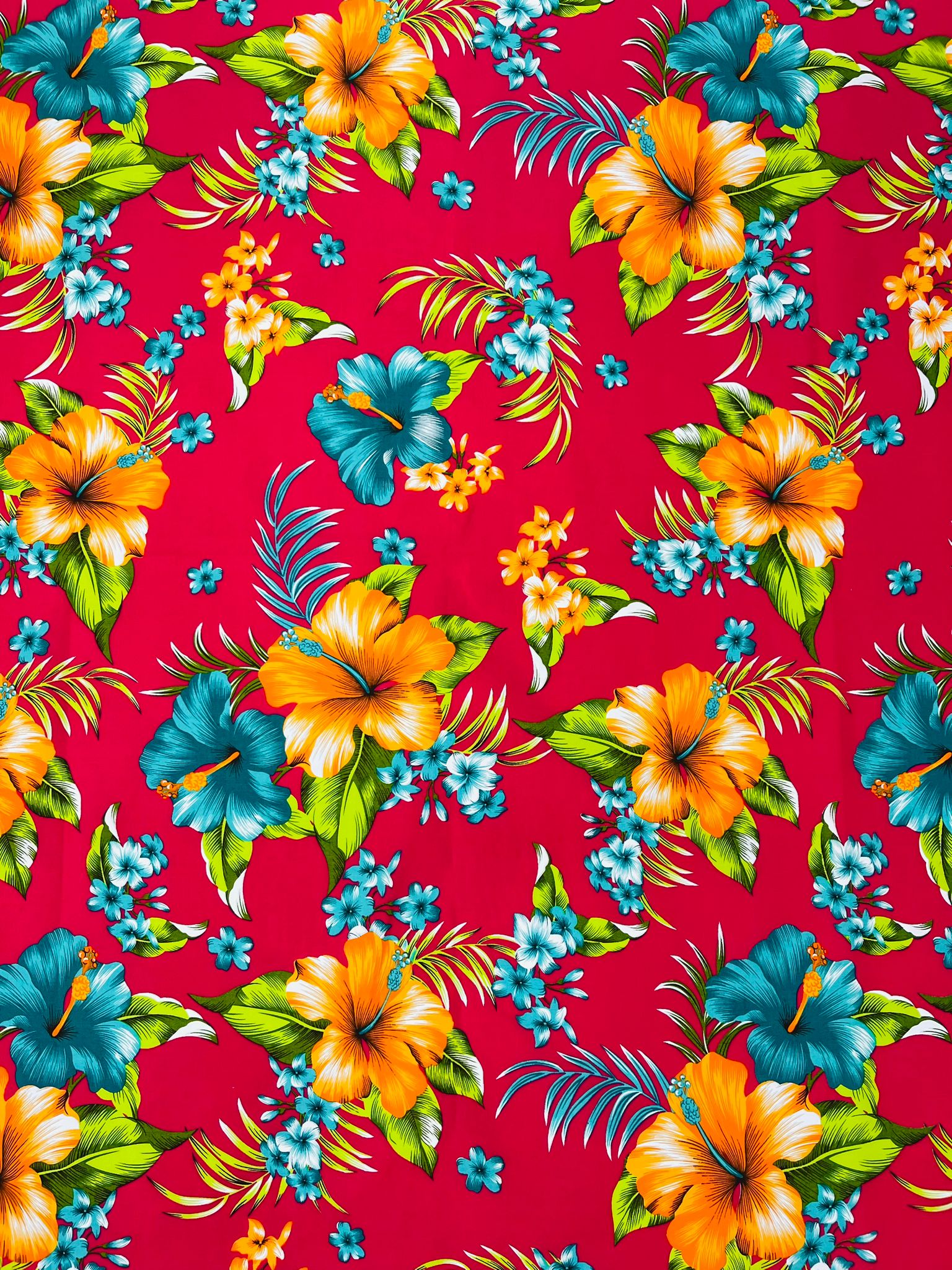 MULTI COLOR HAWAIIAN HIBISCUS FLORAL (by the yard)