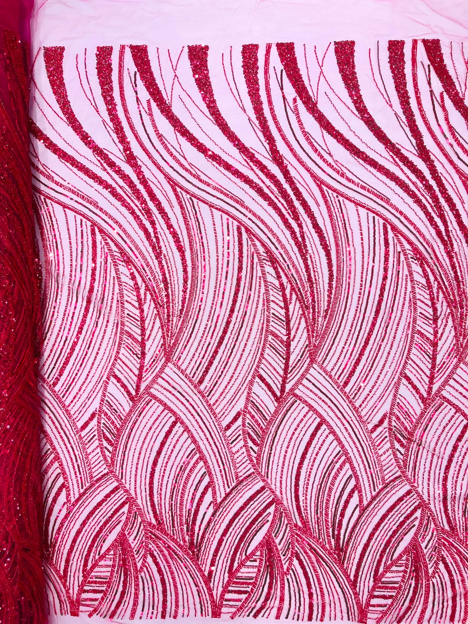 Luxury Feather Damask Beaded Lace Fabric| Prom| Wedding| By The Yard.