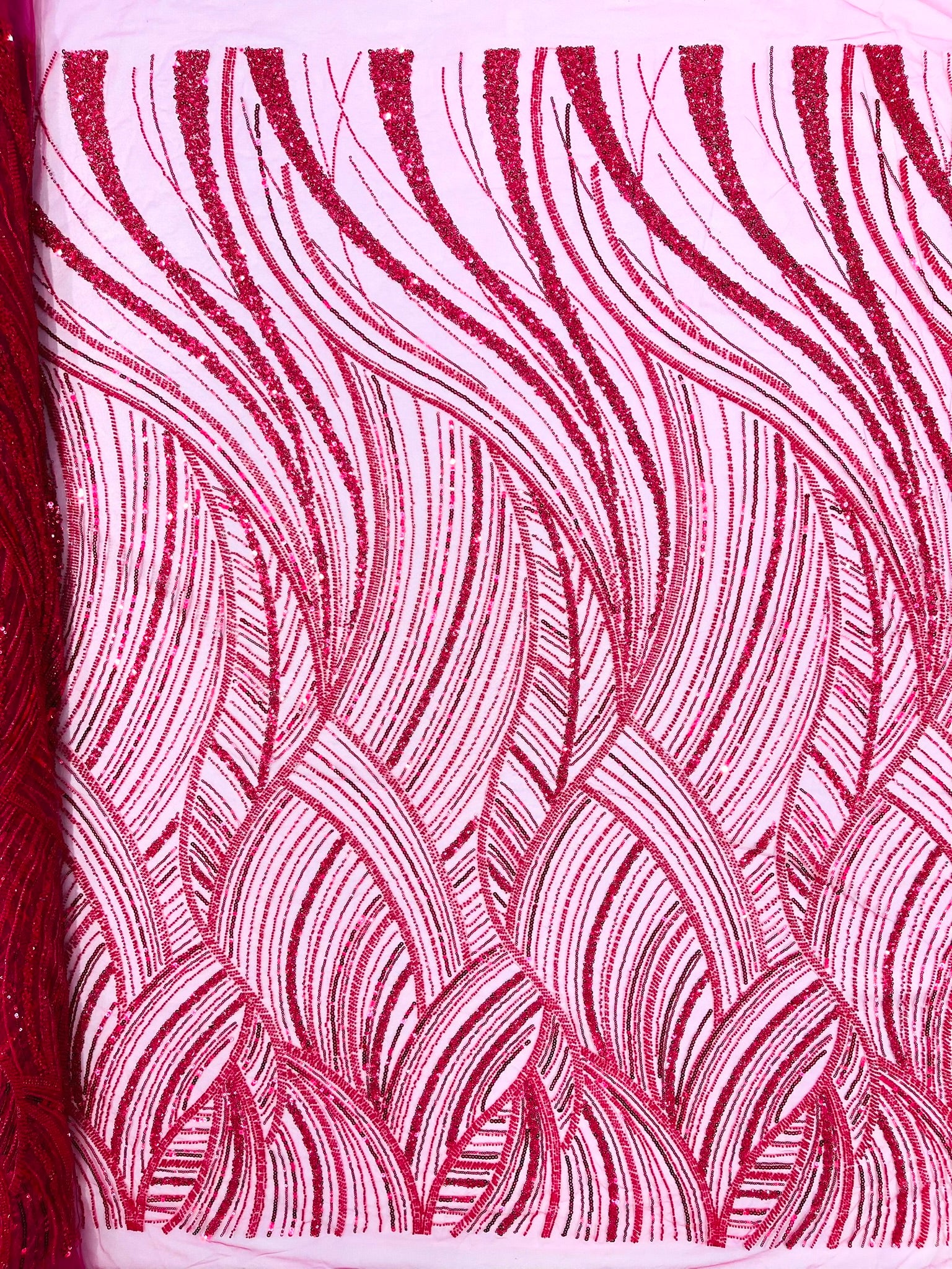 Luxury Feather Damask Beaded Lace Fabric| Prom| Wedding| By The Yard.