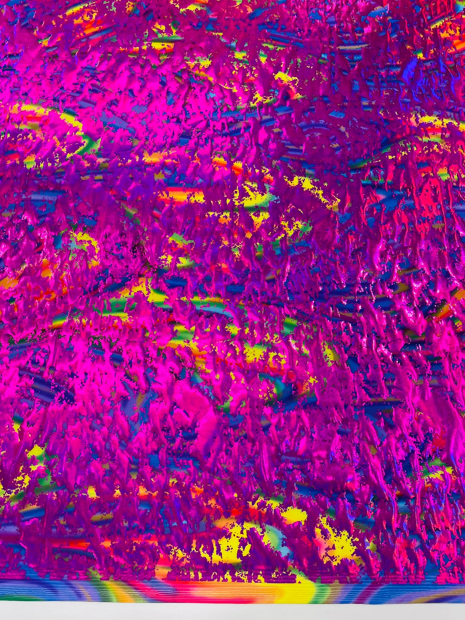 Splatter Foil Paint Metallic Print on a 4-way Stretch Tie Dye Nylon Spandex Tricot/Milliskin -Sold by the yard.