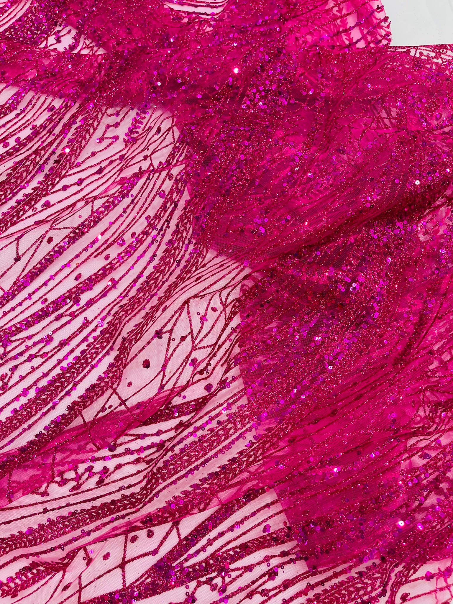 Geometric Fashion Glitter Design On A Mesh Lace Fabric| 58" Wide| Prom Dresses.