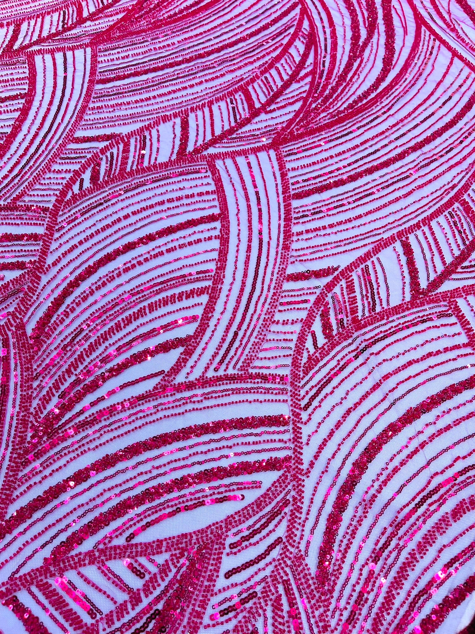Luxury Feather Damask Beaded Lace Fabric| Prom| Wedding| By The Yard.