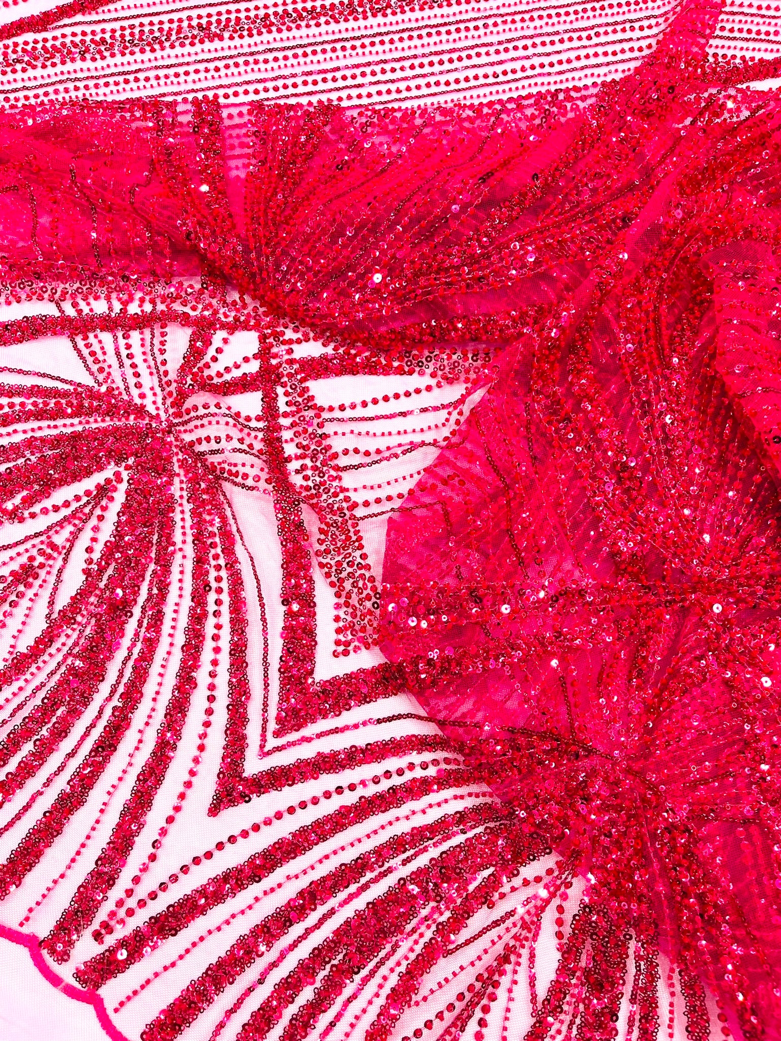 Geometric New York Fashion Beaded Lace, By The Yard.