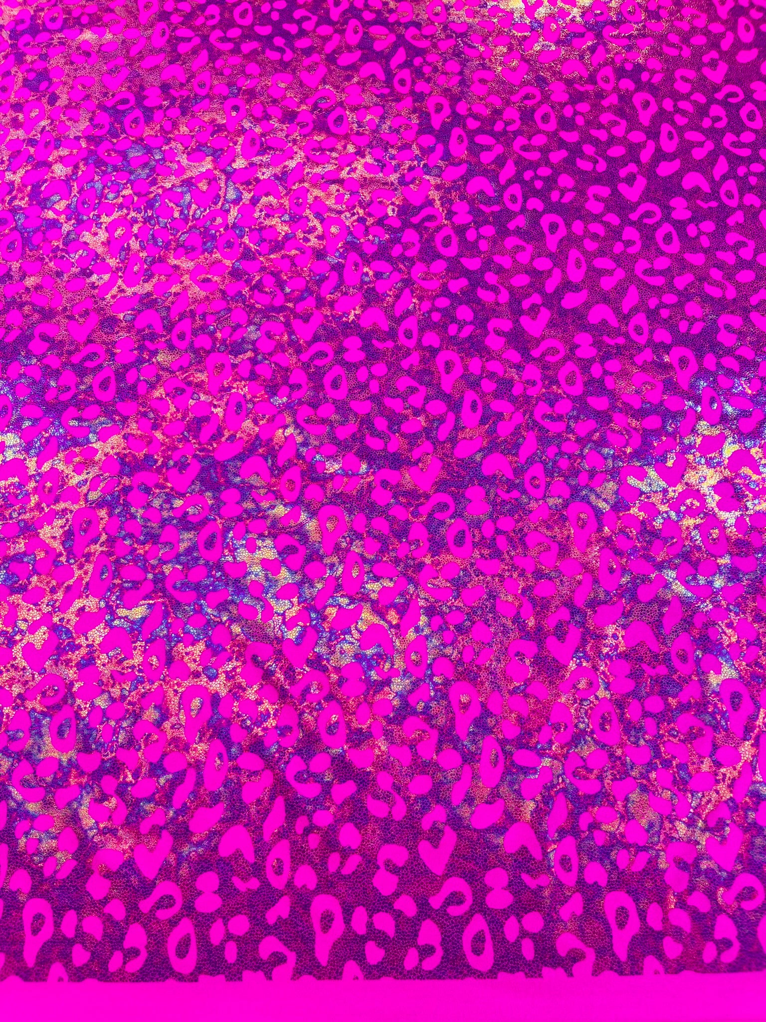 Leopard Oil Spill Metallic Print on a Stretch Nylon Spandex Tricot/Milliskin -Sold by the yard