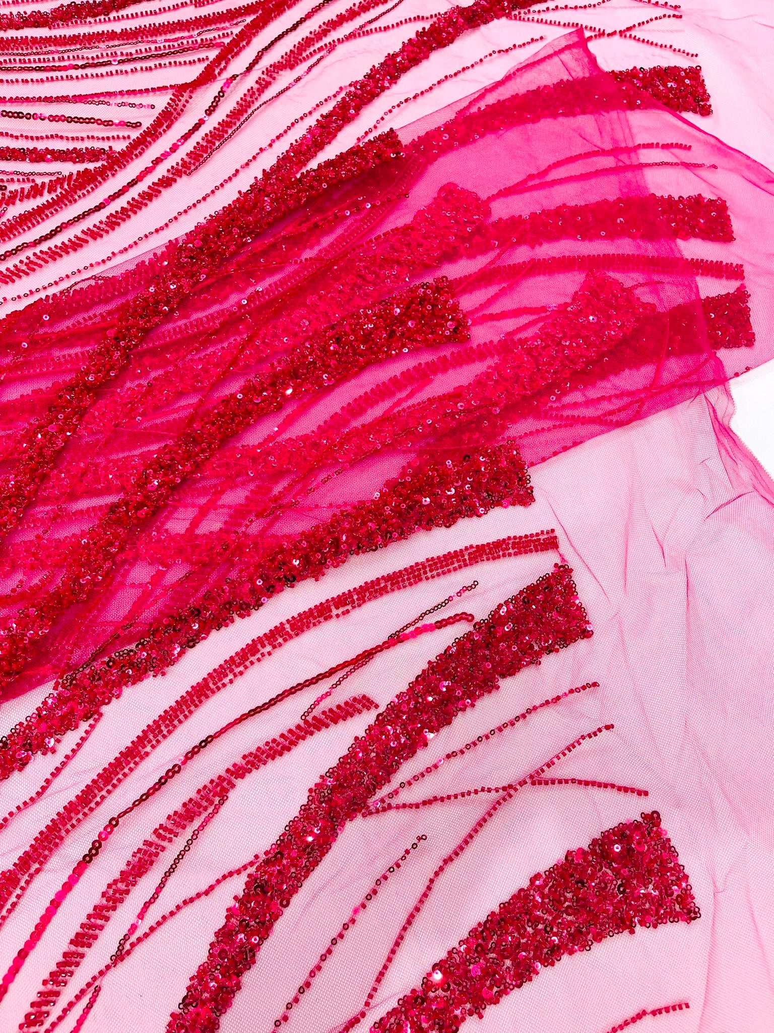 Luxury Feather Damask Beaded Lace Fabric| Prom| Wedding| By The Yard.