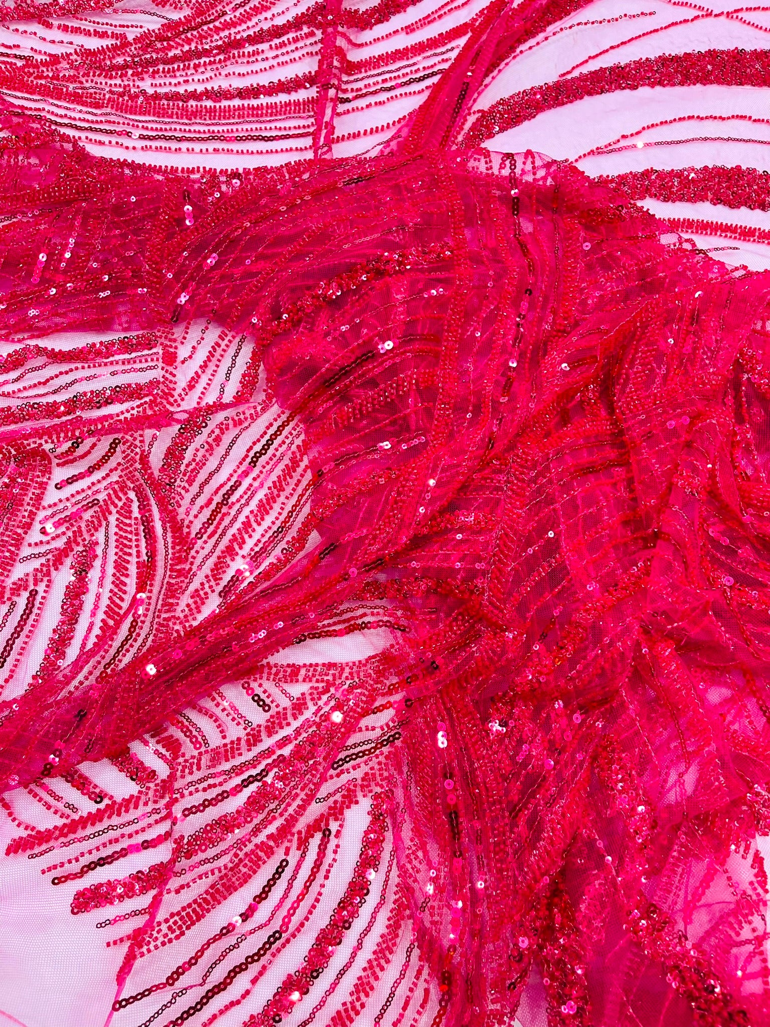 Luxury Feather Damask Beaded Lace Fabric| Prom| Wedding| By The Yard.