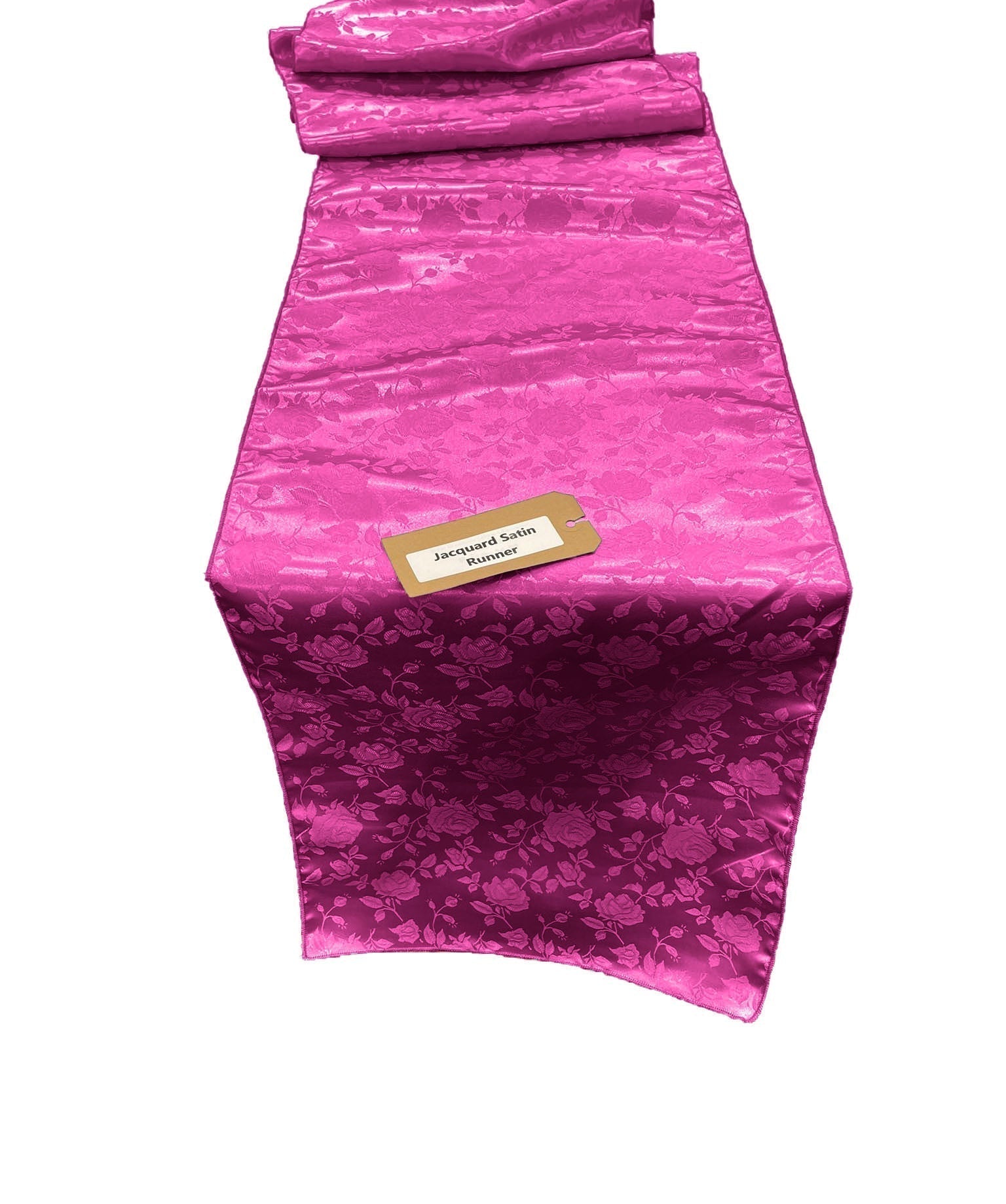 Jacquard Satin Roses Runner, Party Supply / Wedding / Decoration (14" Wide x 120" Long).