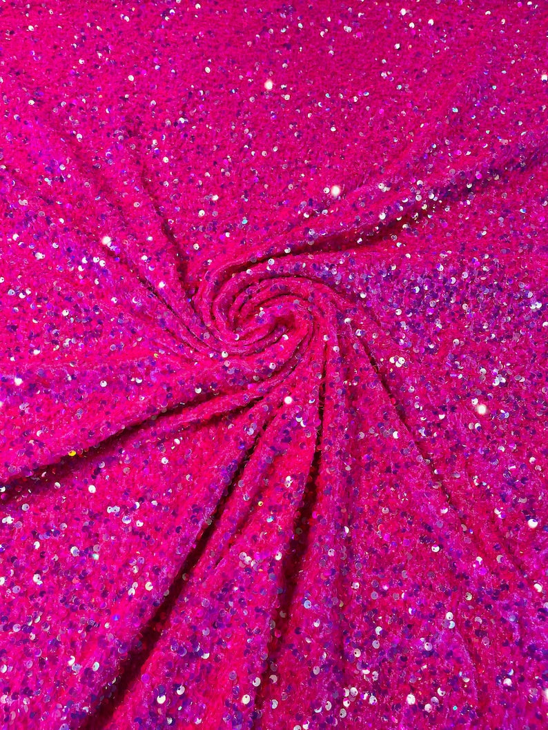 Sequin Velvet Stretch 5mm fabric 58"Wide-Prom-Nightgown fabric- Sold by the yard.