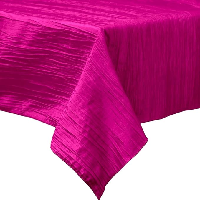 Square Light Weight Accordion Design Crushed Taffeta Seamless Table Overlay. (58" Inches x 58" Inches)