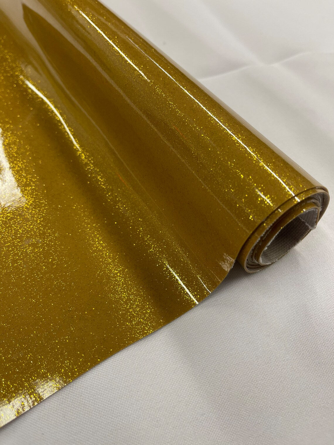 Metallic Glitter Vinyl Fabric - Gold - High Quality Shiny Glitter Vinyl Fabric By Yard