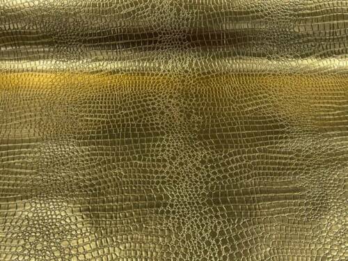 Faux Alligator Skin Vinyl Fabric - Gold - High Quality Vinyl Alligator Animal Print Fabric By Yard