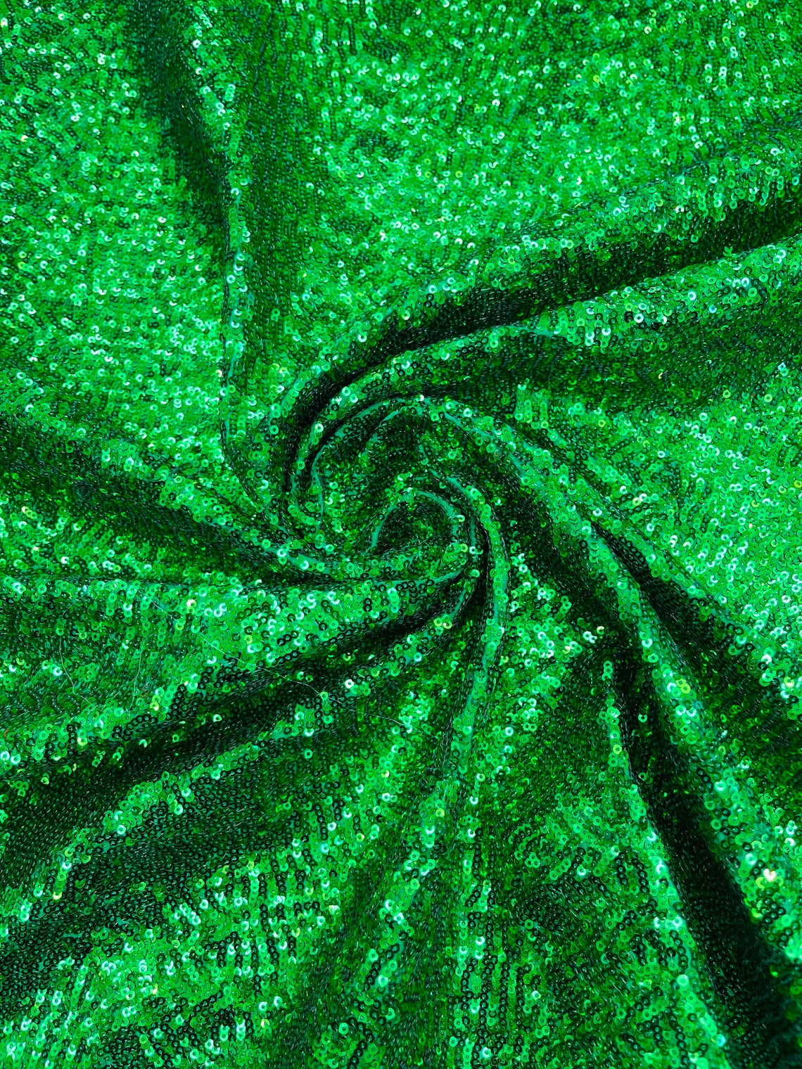 Mini Glitz Sequins on Milliskin - Green - 4 Way Stretch Milliskin Stretch Spandex Fabric by Yard
