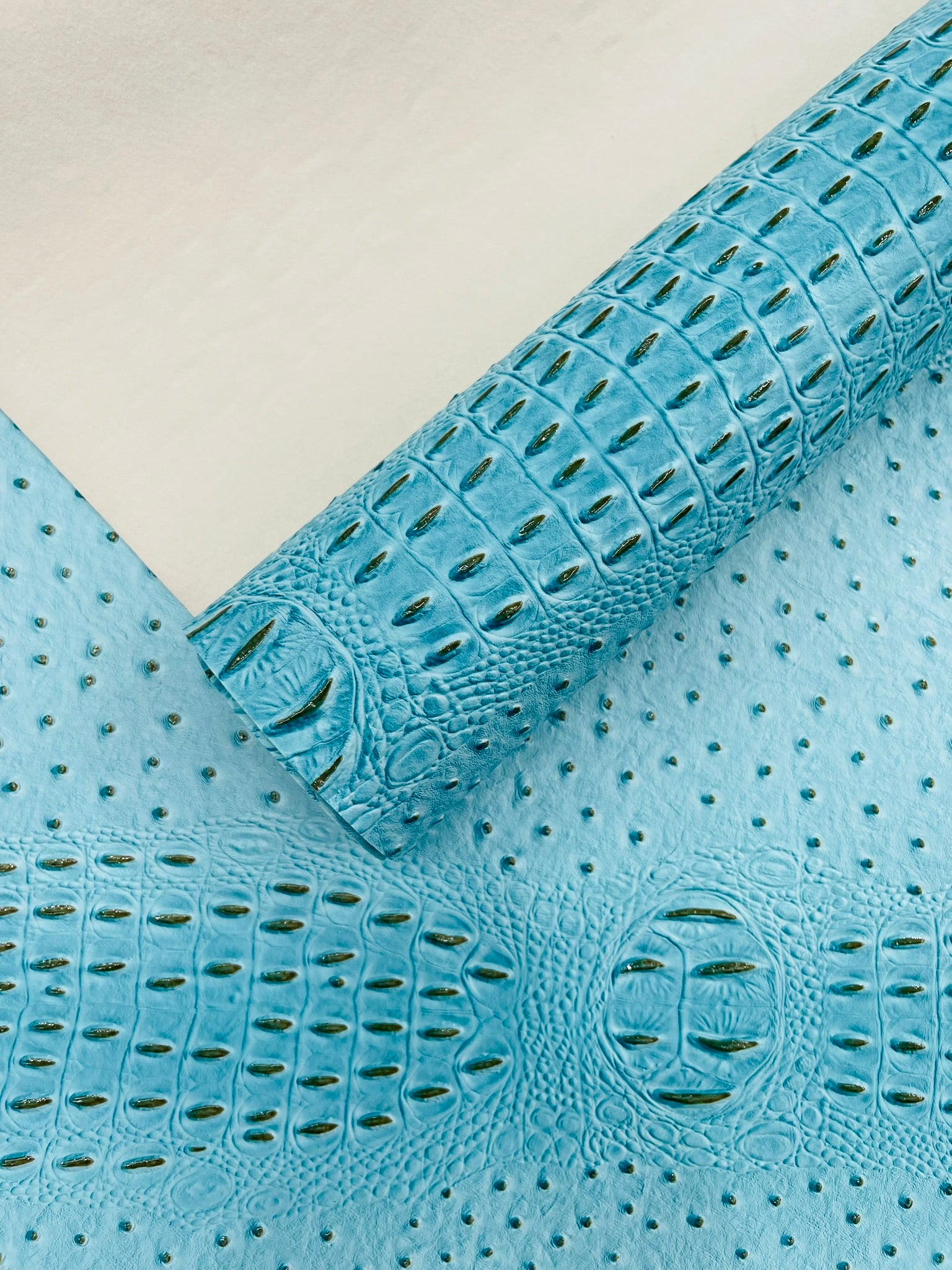 Ostrich Embossed Vinyl Fabric By The Yard / 2 Tone Crocodile Ostrich Vinyl Leather 54" Wide
