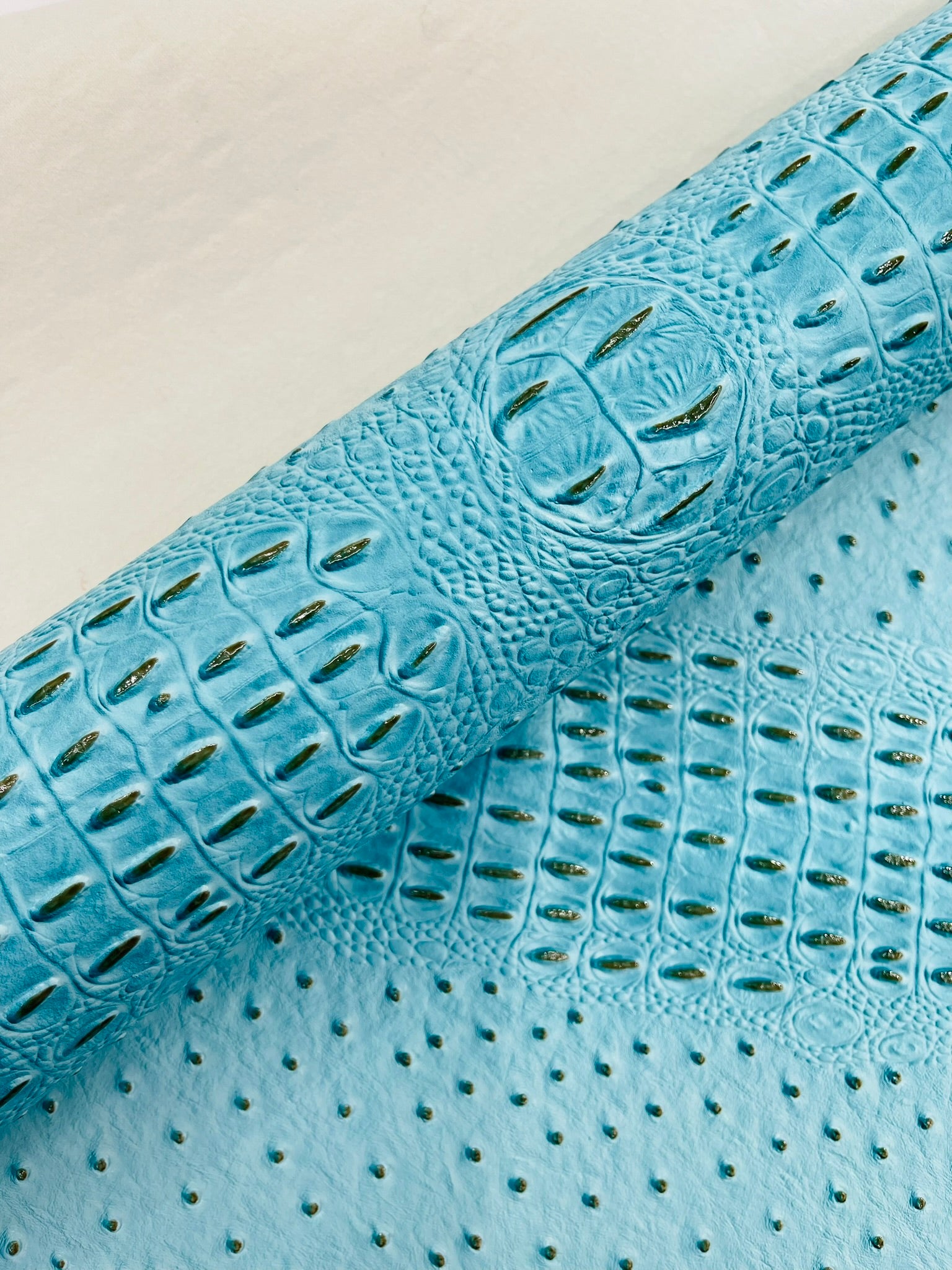 Ostrich Embossed Vinyl Fabric By The Yard / 2 Tone Crocodile Ostrich Vinyl Leather 54" Wide