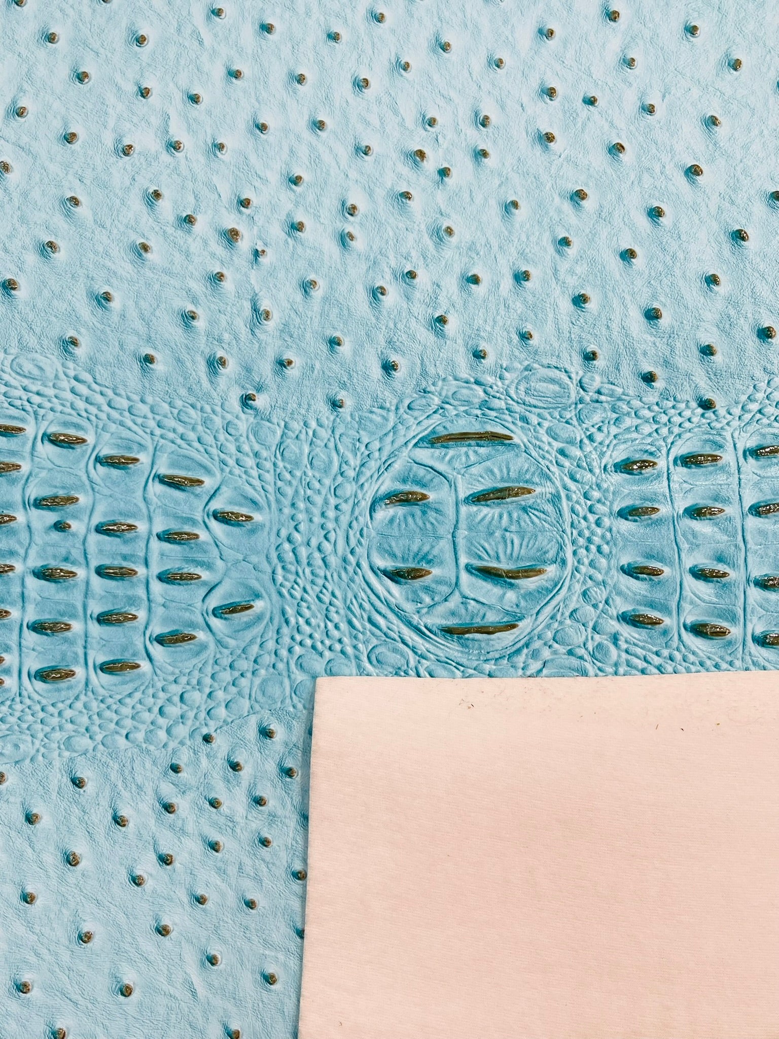 Ostrich Embossed Vinyl Fabric By The Yard / 2 Tone Crocodile Ostrich Vinyl Leather 54" Wide