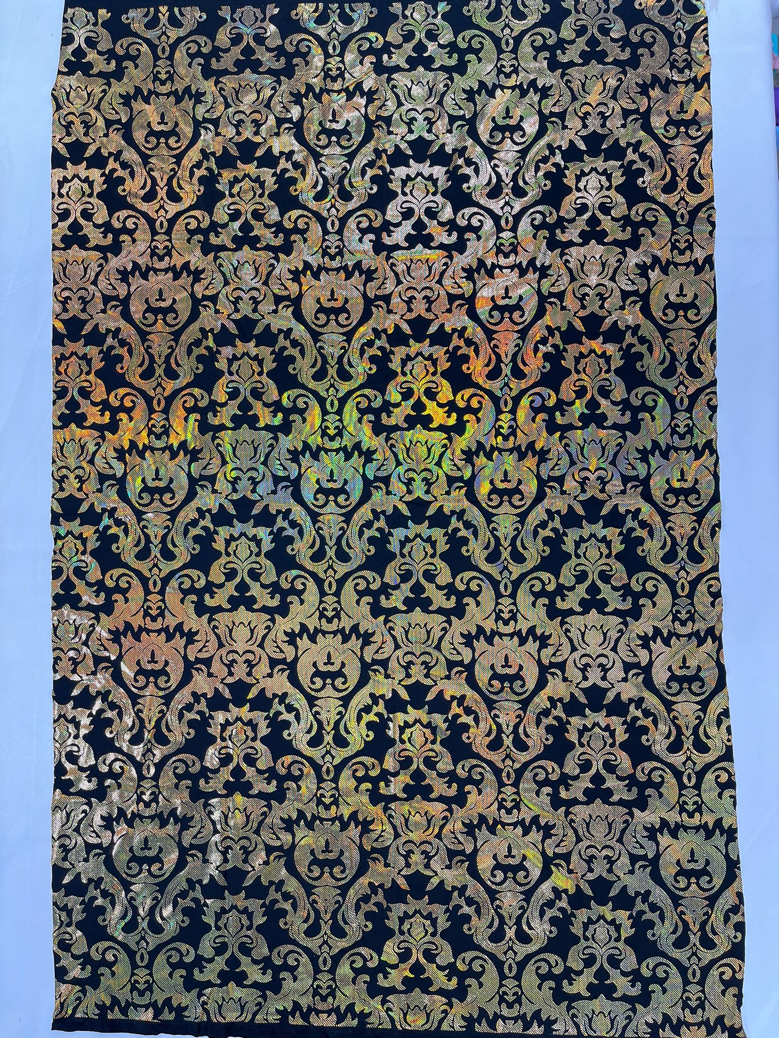 Metallic nylon spandex damask design 4way Stretch 58/60" Sold By The Yard.