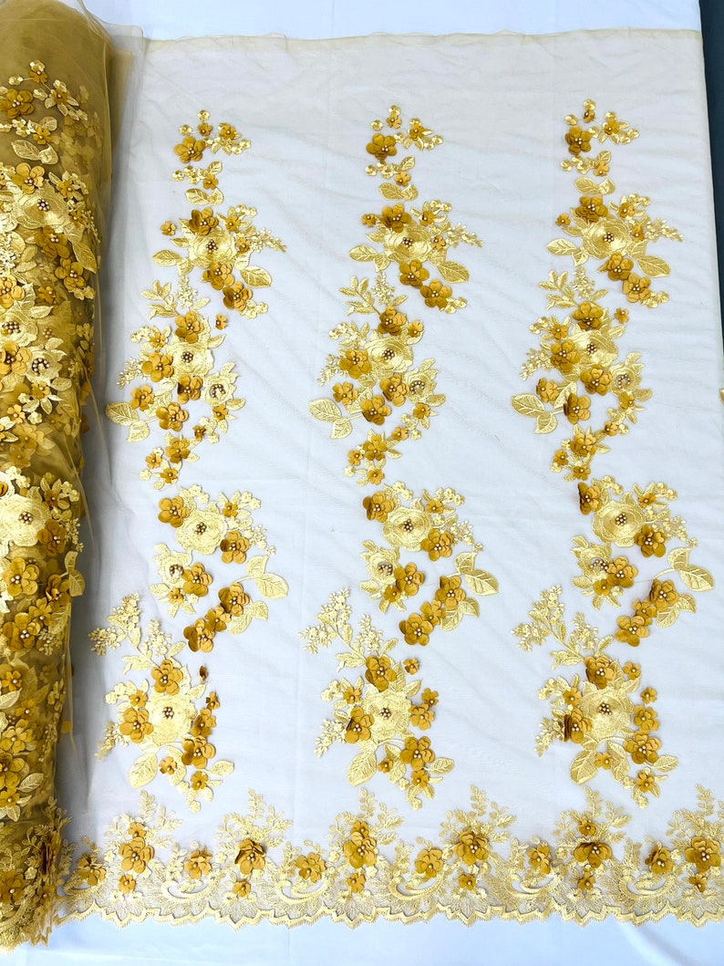 3D FLOWER PANELS LACE (by the yard)