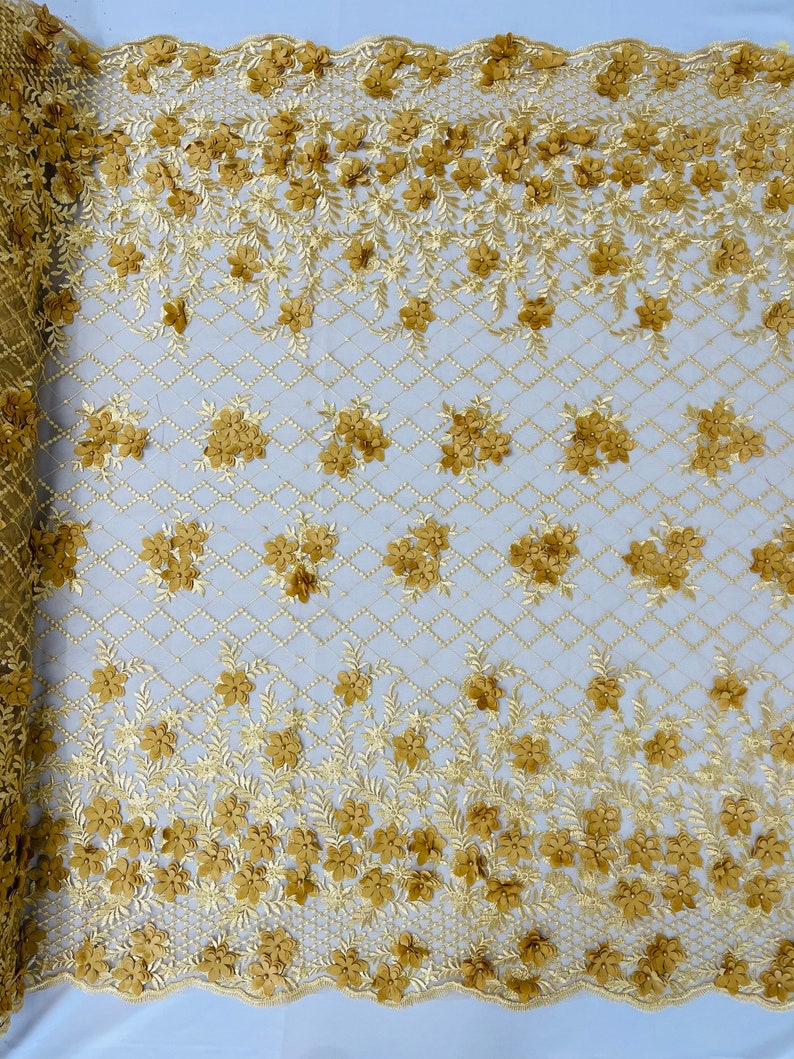 3D FLOWER TRIANGLE NET LACE (by the yard)