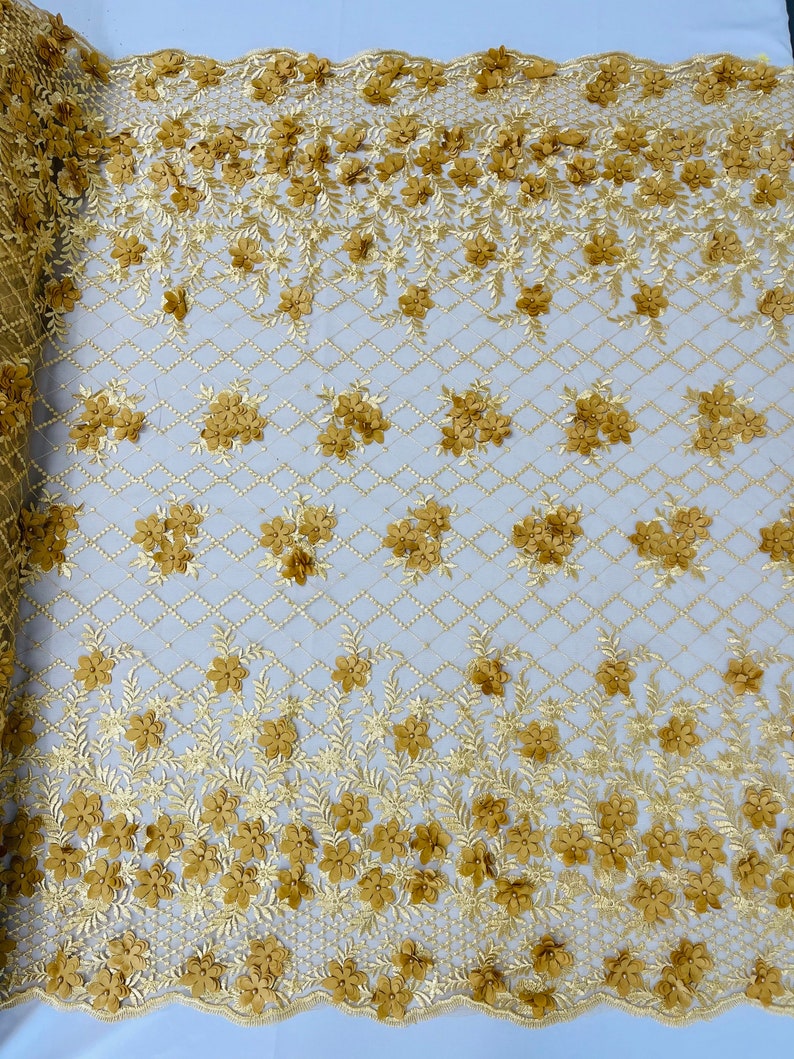 3D FLOWER TRIANGLE NET LACE (by the yard)