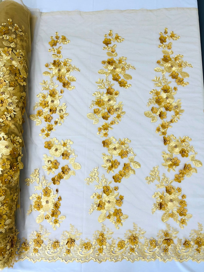 3D FLOWER PANELS LACE (by the yard)