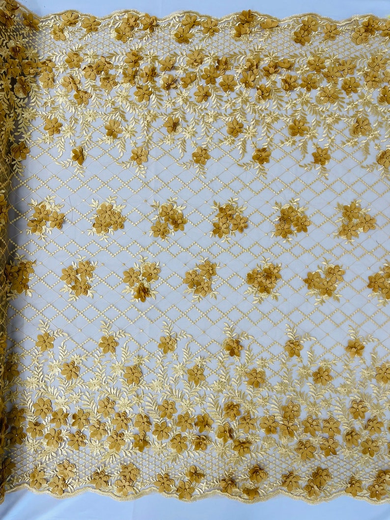 3D FLOWER TRIANGLE NET LACE (by the yard)