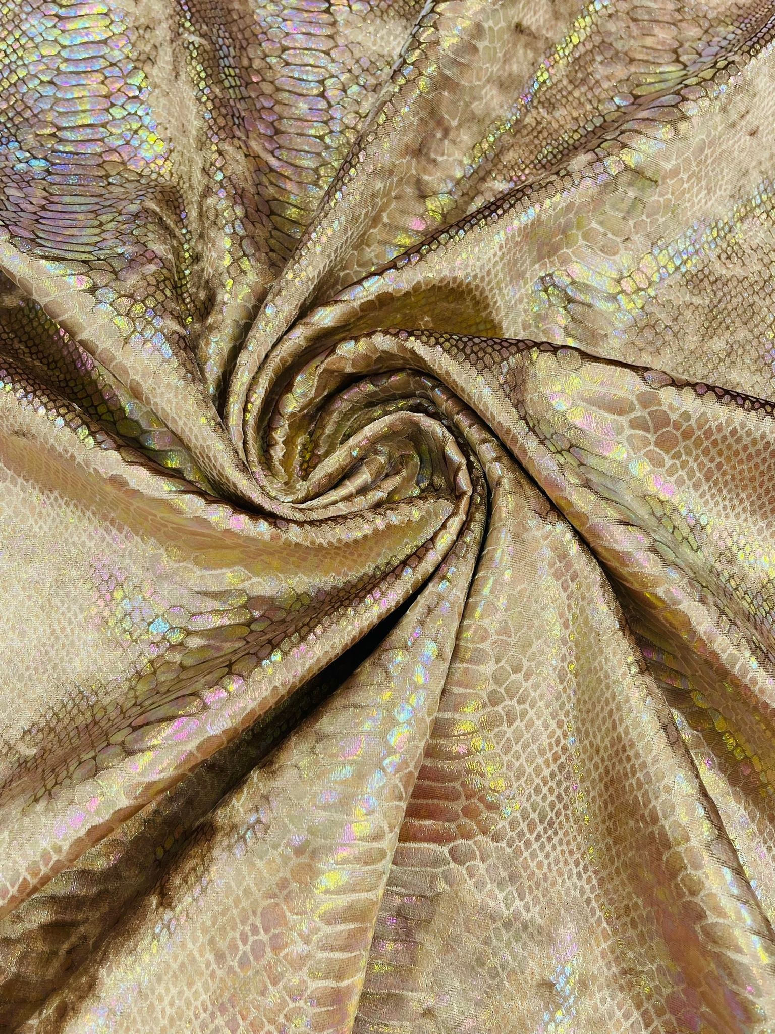 Illusion foil Snake design on a stretch velvet fabric-Sold by the yard