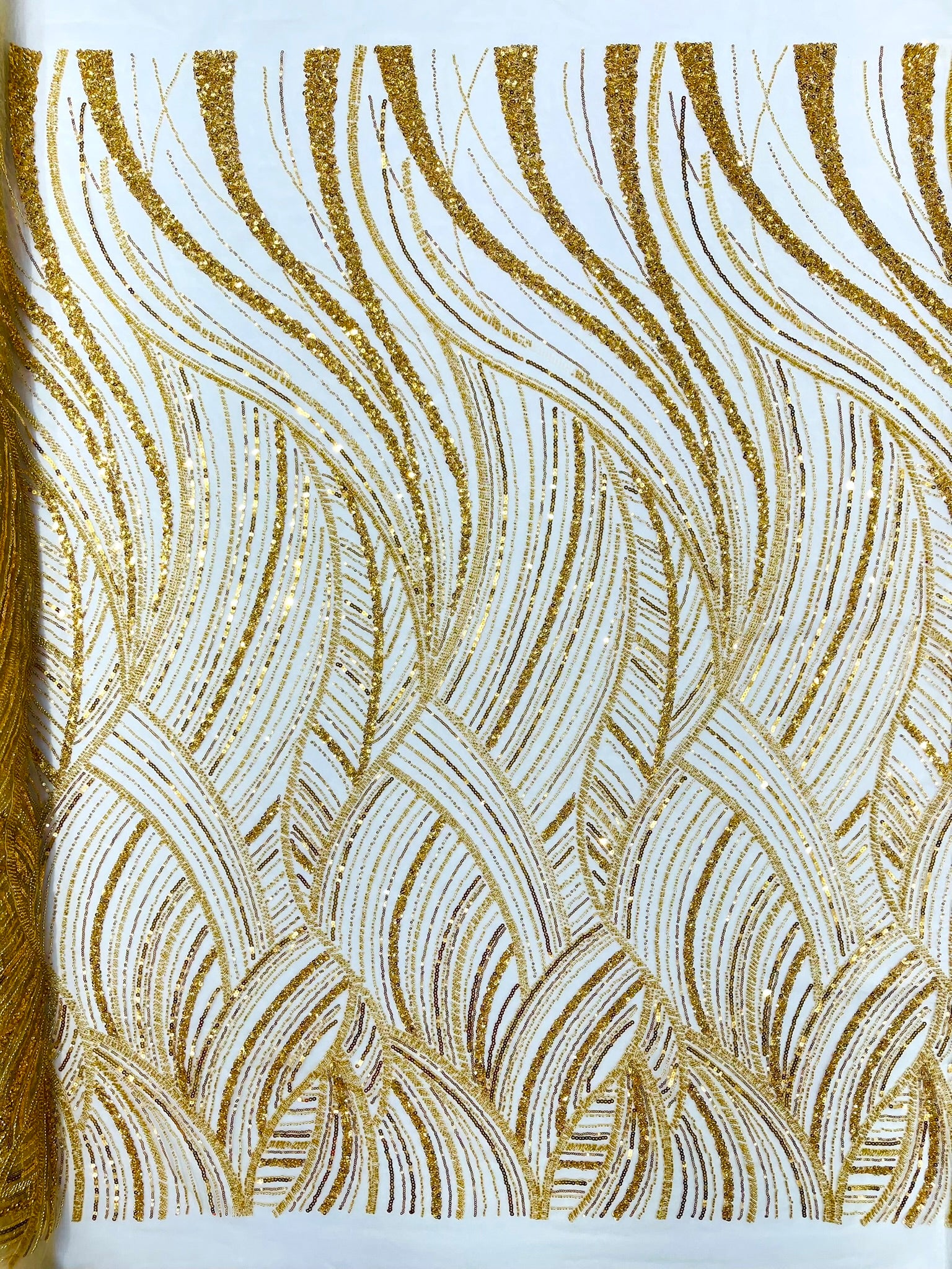 Luxury Feather Damask Beaded Lace Fabric| Prom| Wedding| By The Yard.