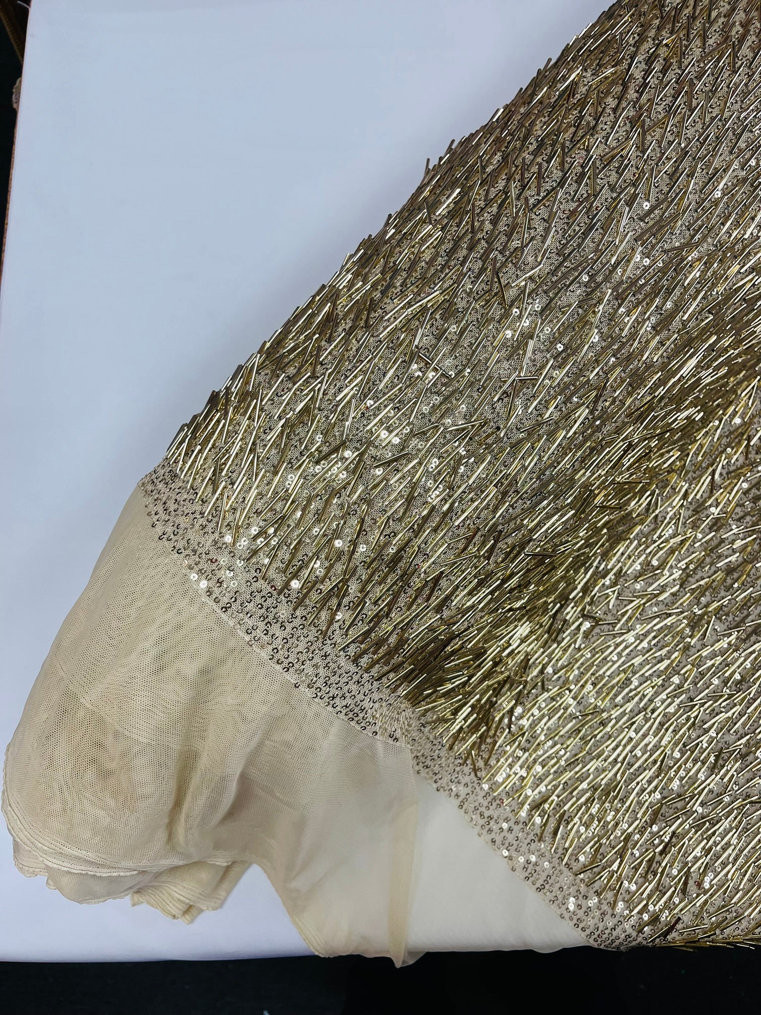 Vegas Beaded Sequin Stretch Mesh Fabric (By The Yard)