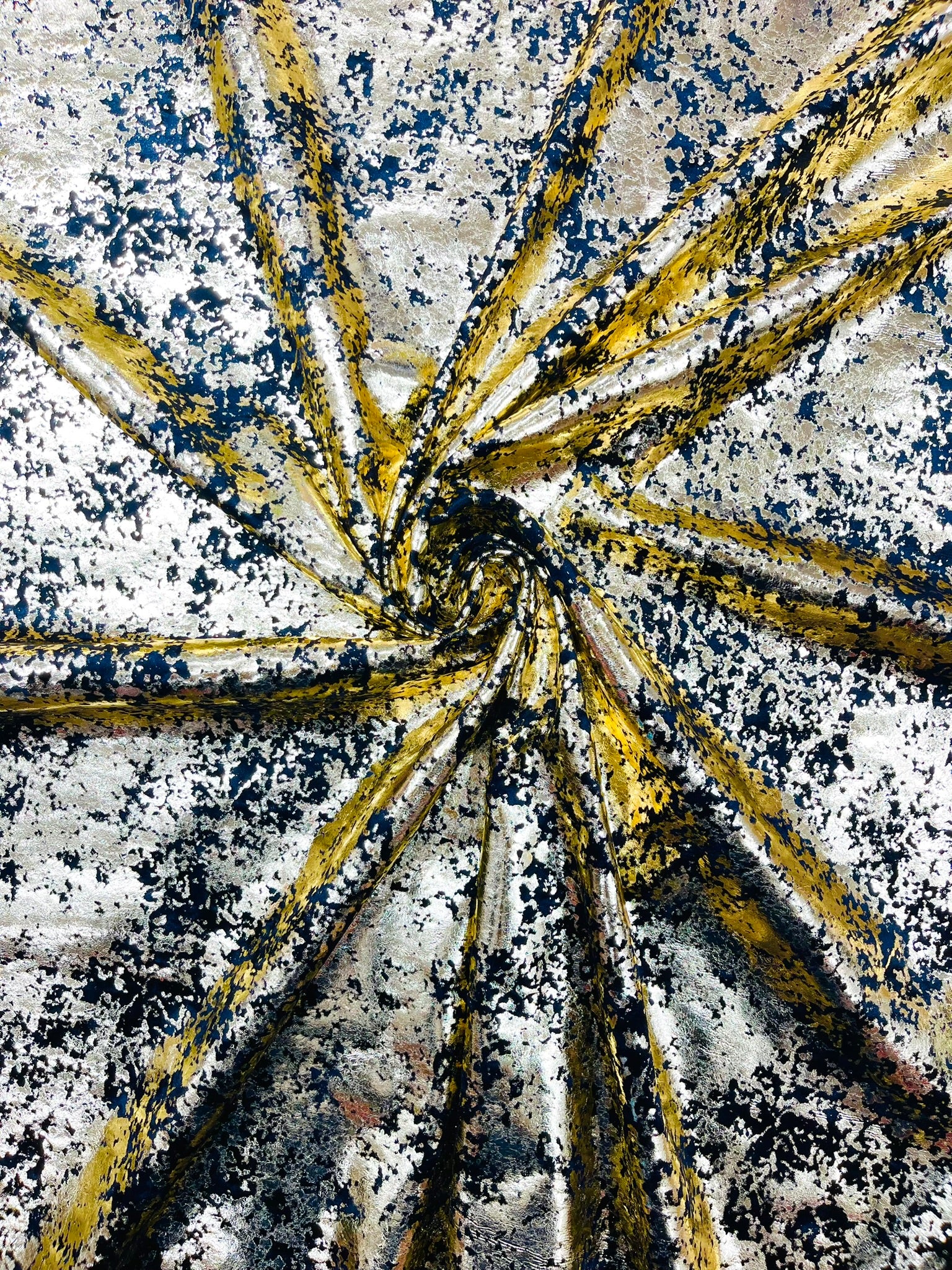 Velvet stretch splatter foil design/4-way stretch fabric- Sold by the yard