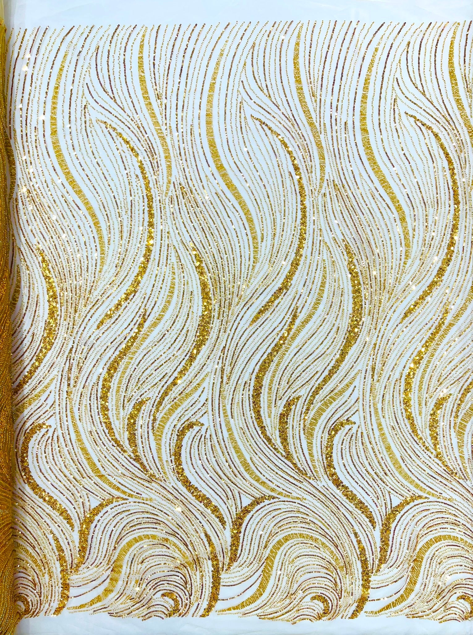 Luxury Wave Beaded Lace Fabric| Prom| Wedding| By The Yard.