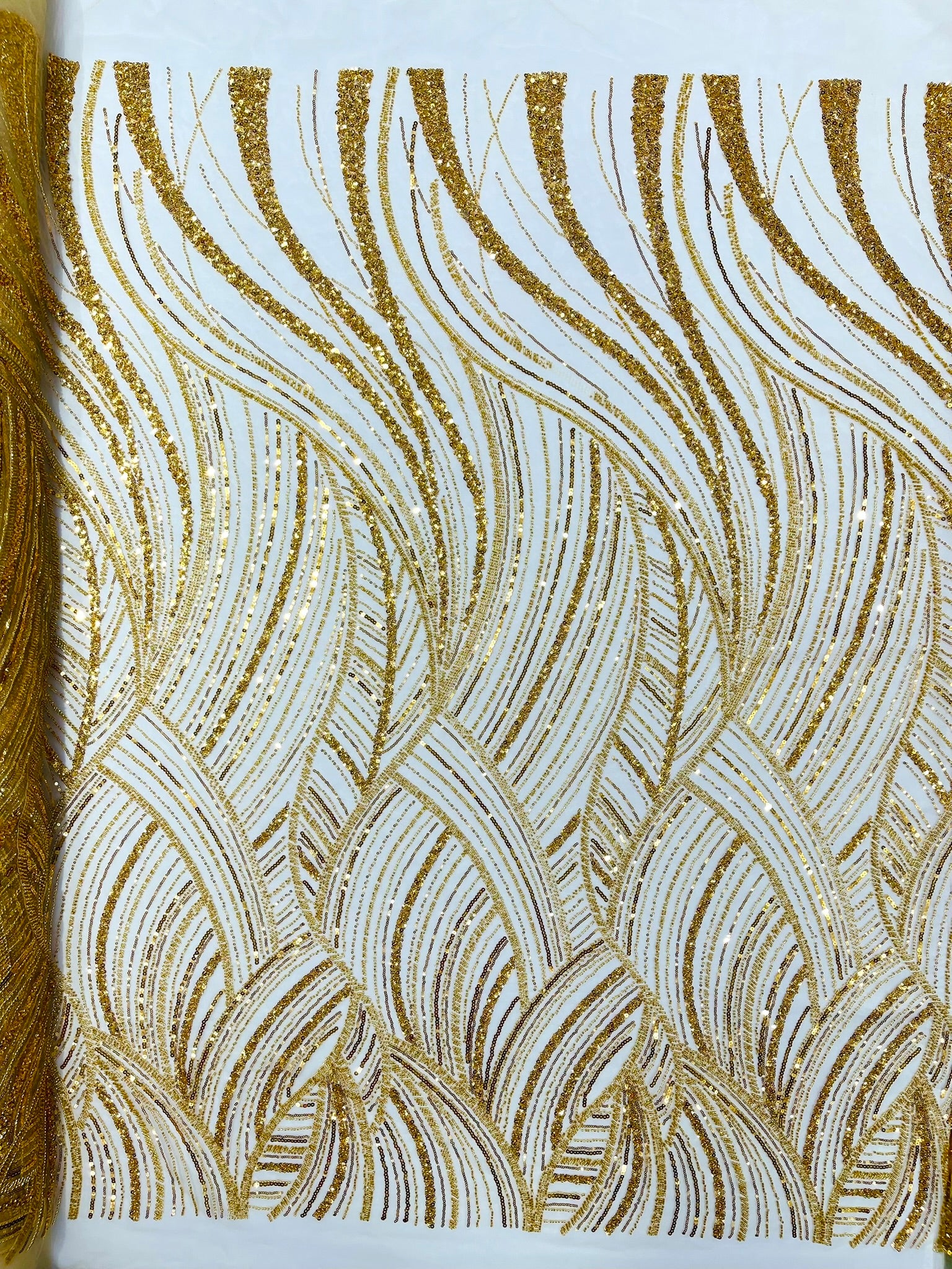 Luxury Feather Damask Beaded Lace Fabric| Prom| Wedding| By The Yard.