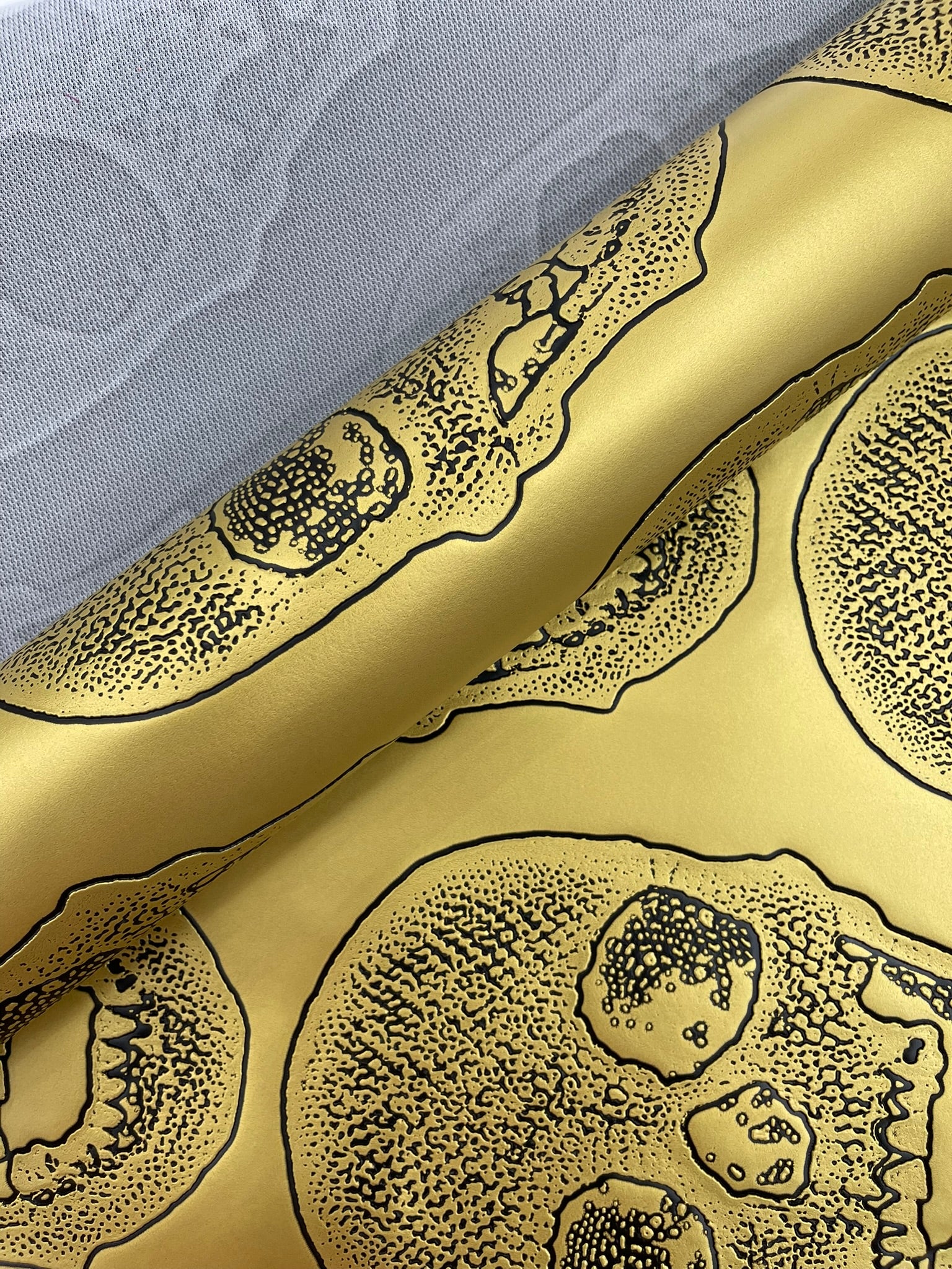 Skull Embossed Fake Leather Upholstery, 3D Faux Leather PVC Vinyl Fabric.