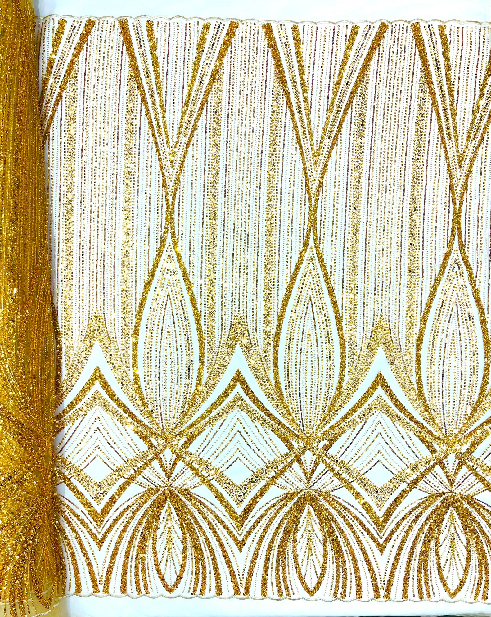 Geometric New York Fashion Beaded Lace, By The Yard.