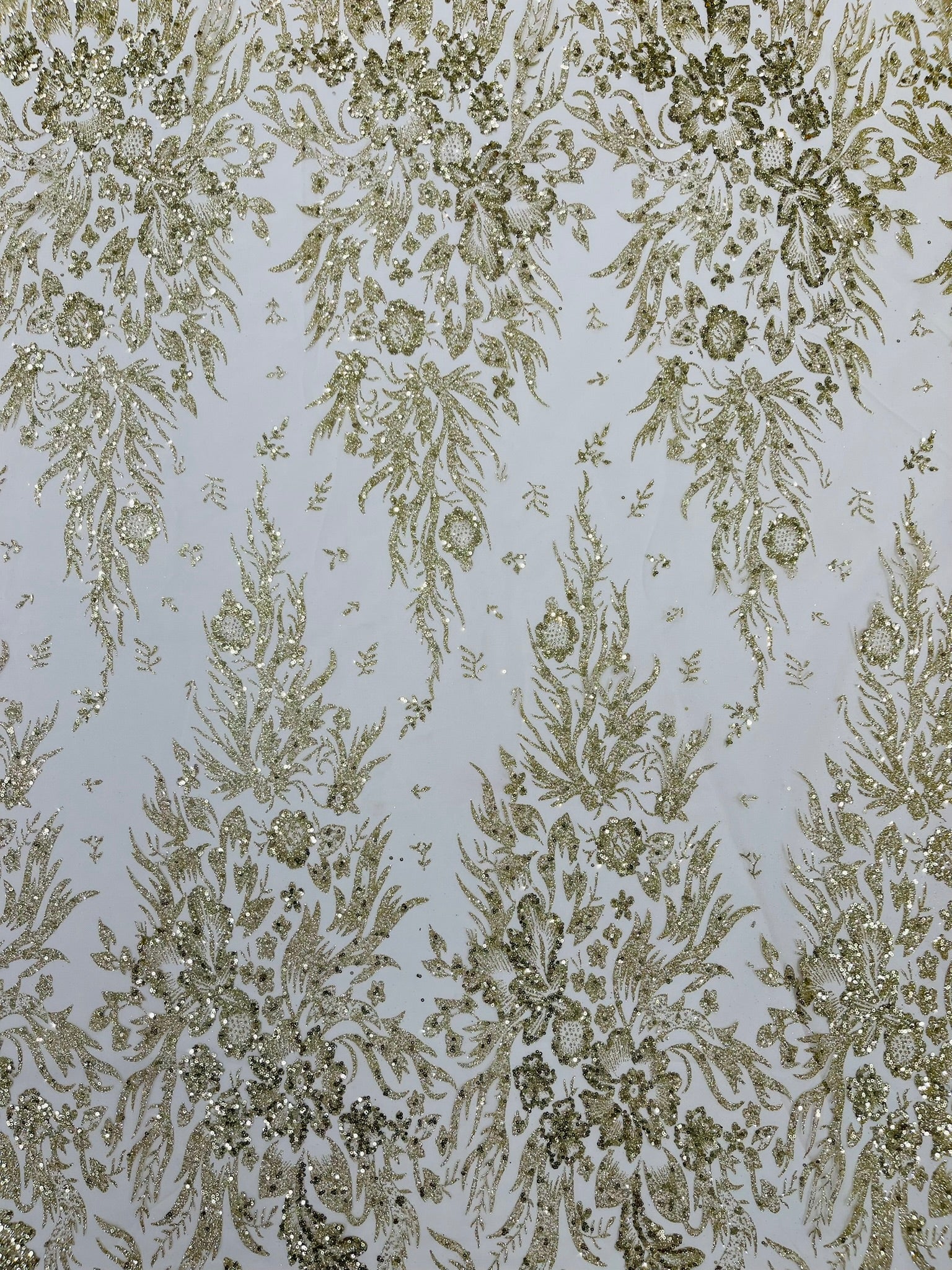 Big Glitter Damask Design On A Mesh Lace Fabric/Prom/Sold By The Yard
