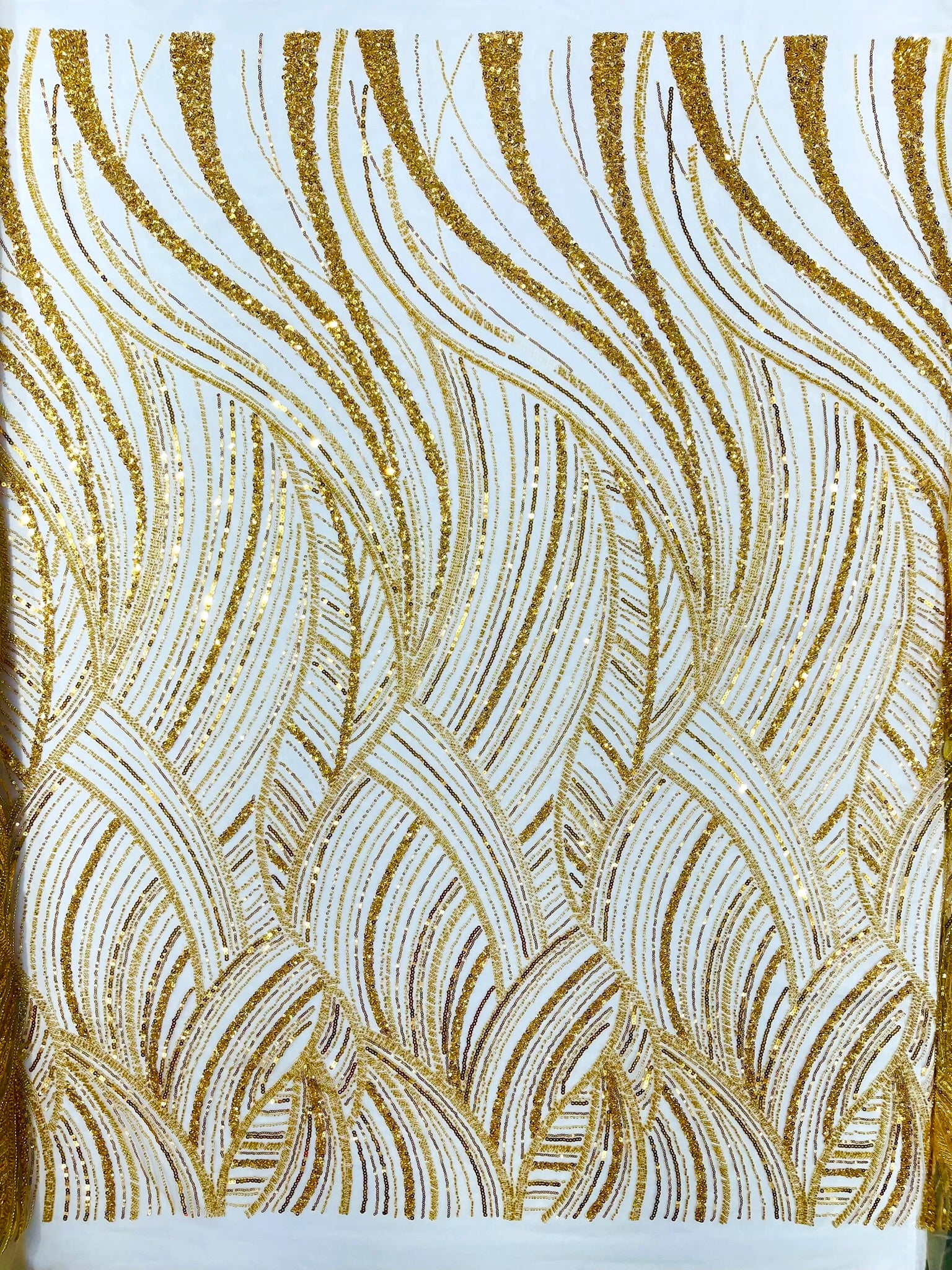Luxury Feather Damask Beaded Lace Fabric| Prom| Wedding| By The Yard.