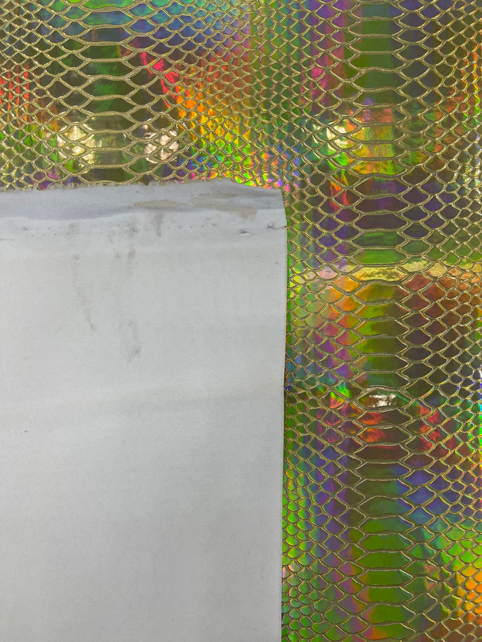 Viper Holographic Embossed PVC / Snake Vinyl Fabric Upholstery Crafting Accessories Applications Snake Iridescent.