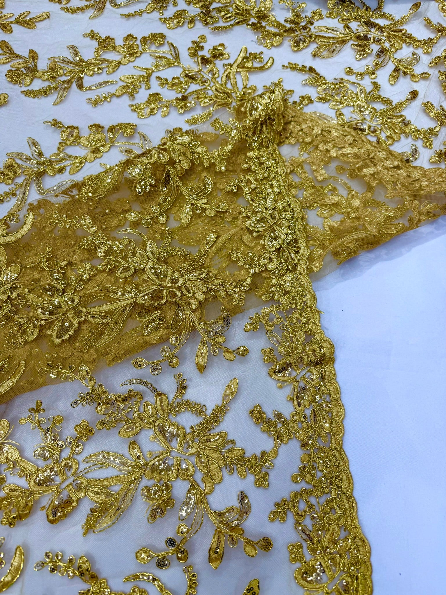 Corded Lace with Butterfly Embroidery and Sequin on Mesh 54" Wide | VIP Textile Inc.