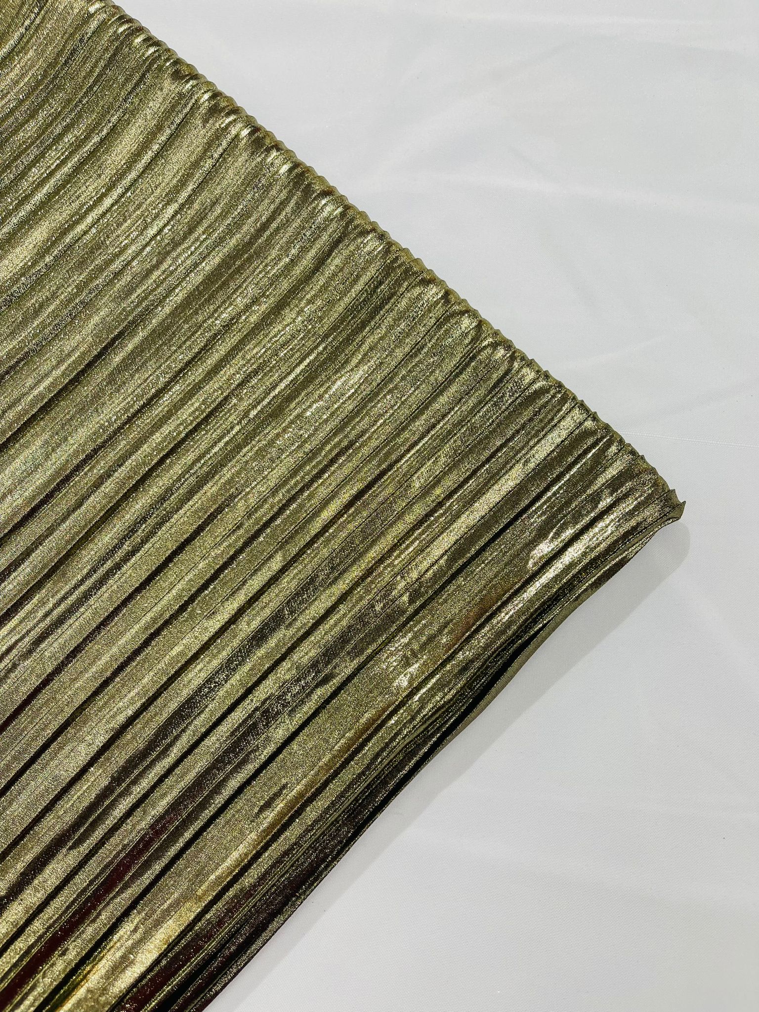 Metallic Accordion Pleated Polyester Fabric/Stretch Fabric/Light Weight/ 58 Inches Wide.