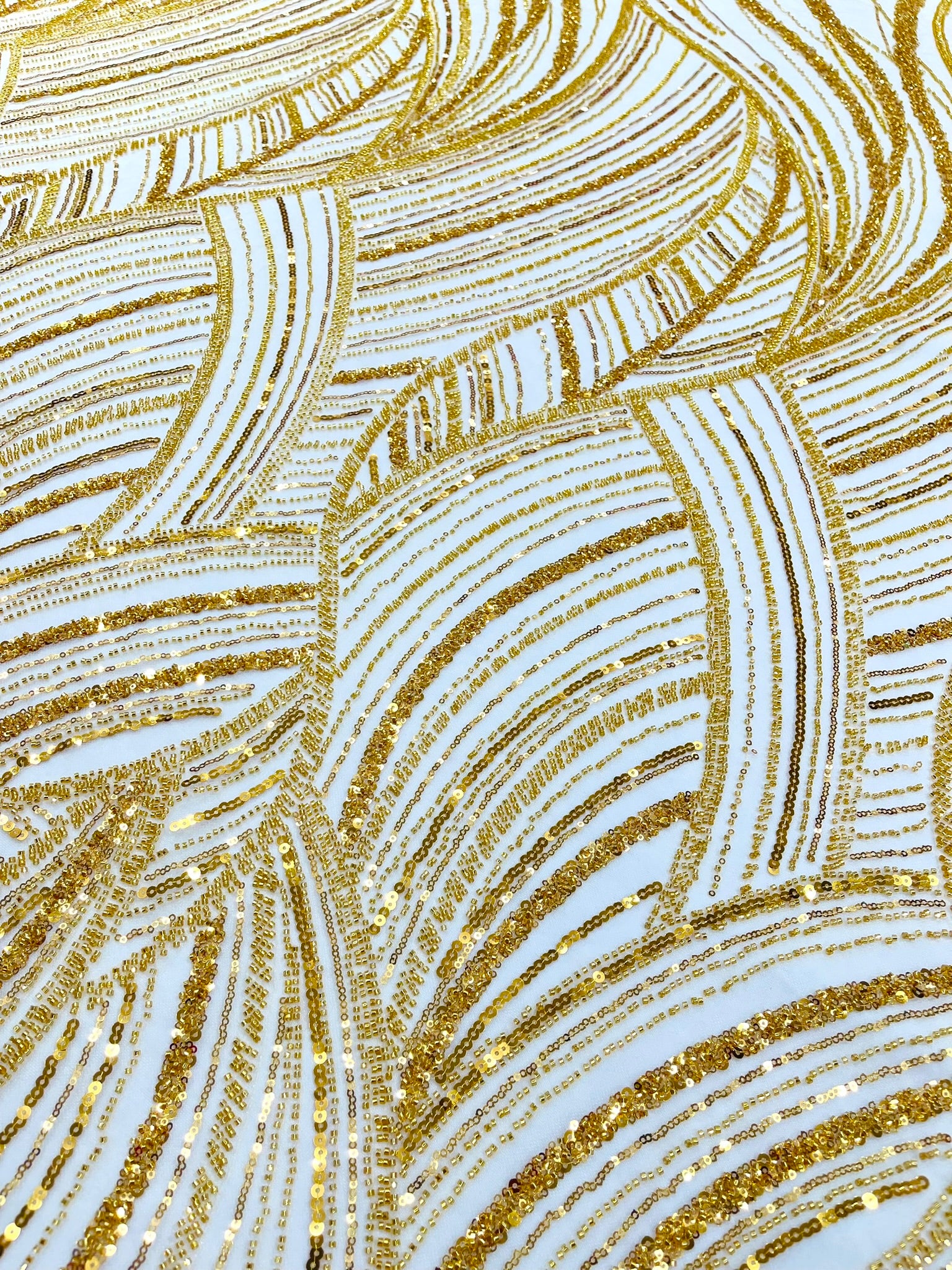 Luxury Feather Damask Beaded Lace Fabric| Prom| Wedding| By The Yard.