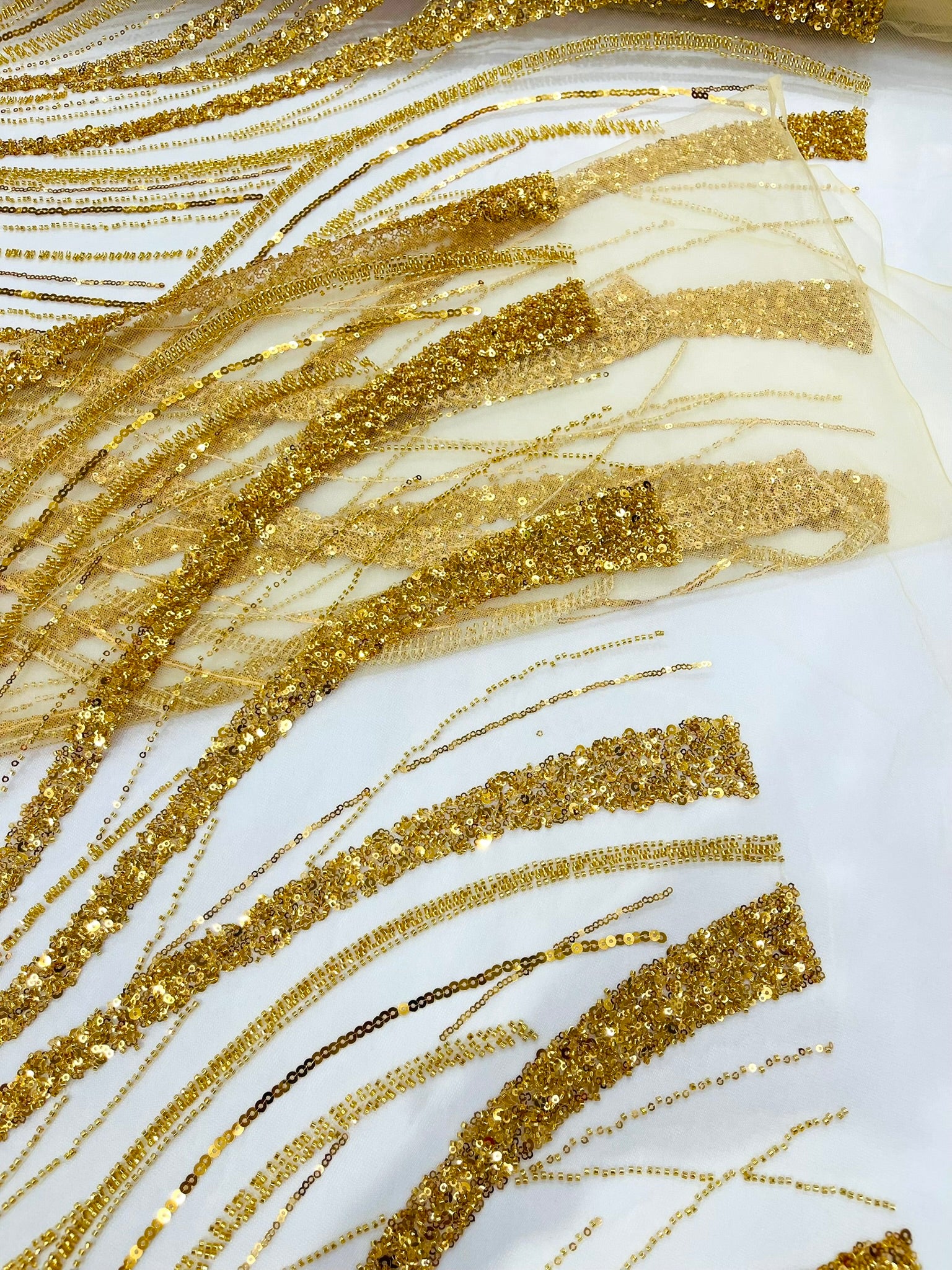 Luxury Feather Damask Beaded Lace Fabric| Prom| Wedding| By The Yard.
