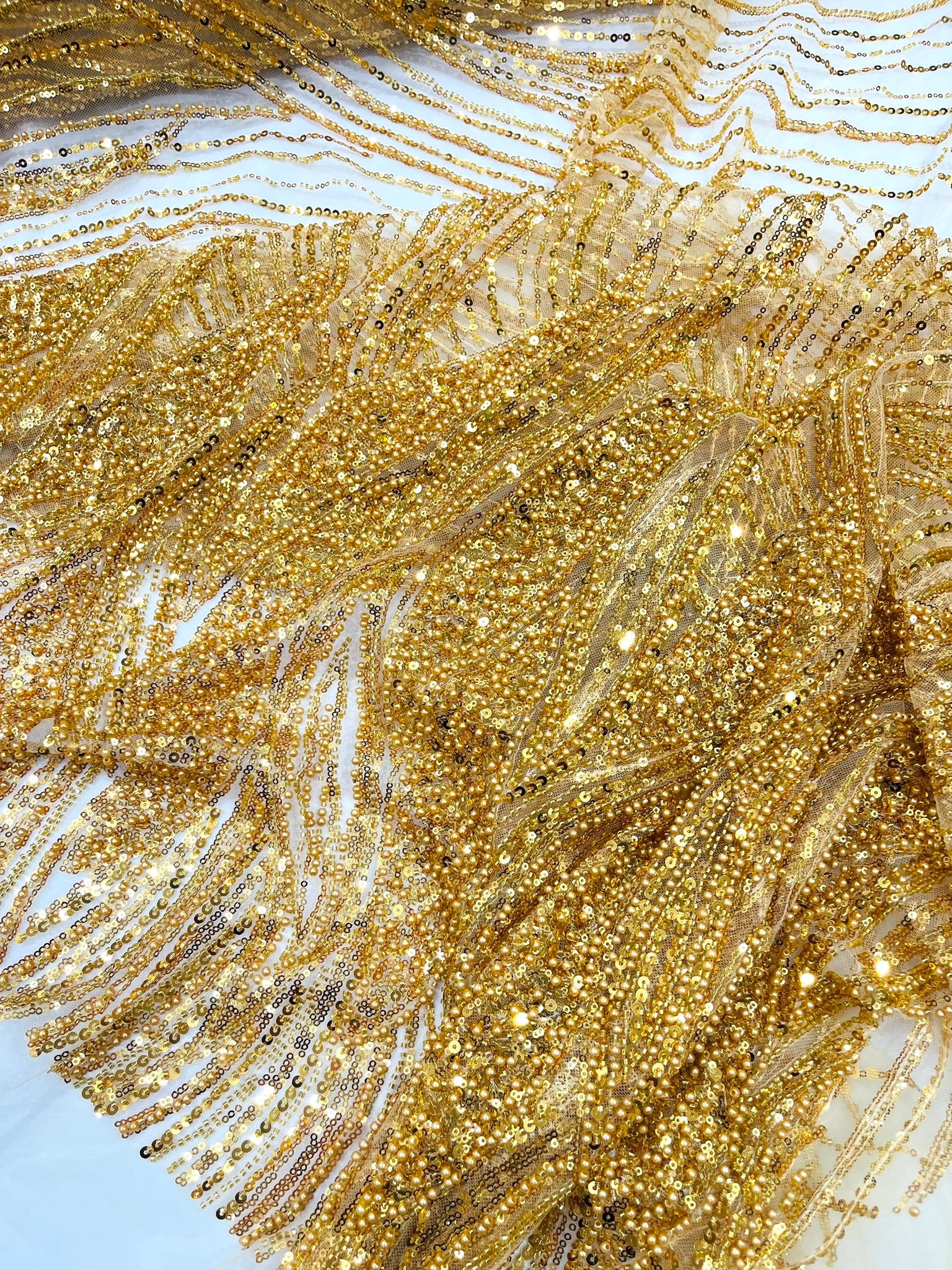 Flame Fashion Beaded Lace Fabric| Prom| Wedding| By The Yard.