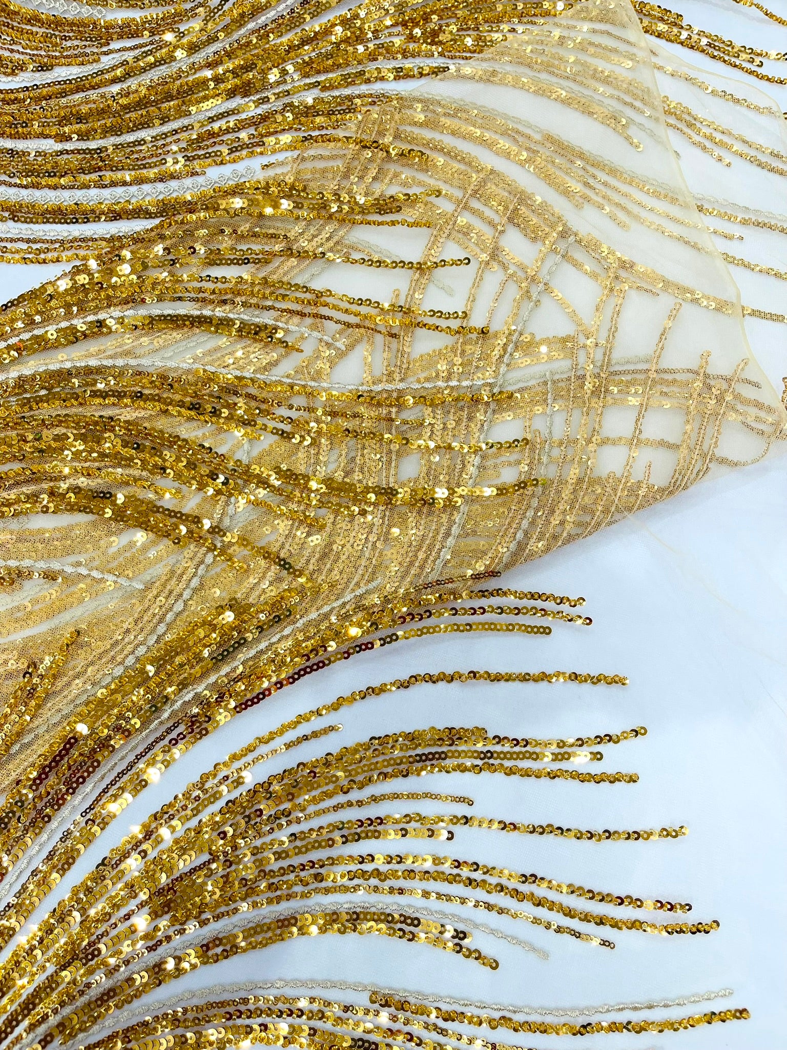 Luxury Flame Beaded Lace Fabric| Prom| Wedding| By The Yard.
