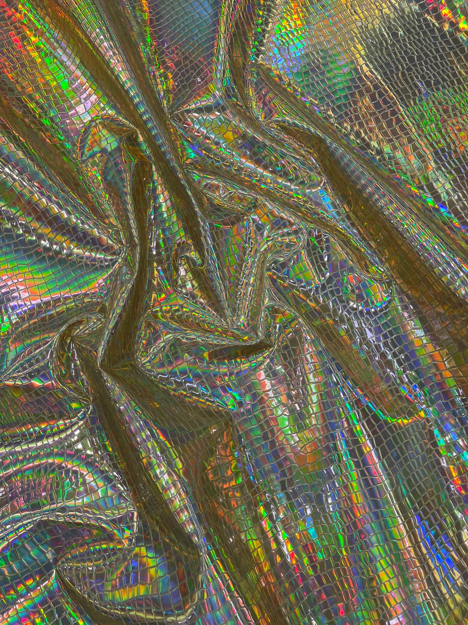 Crocodile Embossed PVC Holographic Vinyl Fabric / Upholstery Crafting Accessories Applications