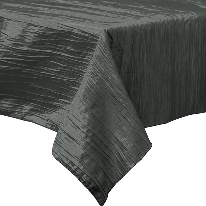 Square Light Weight Accordion Design Crushed Taffeta Seamless Table Overlay. (58" Inches x 58" Inches)