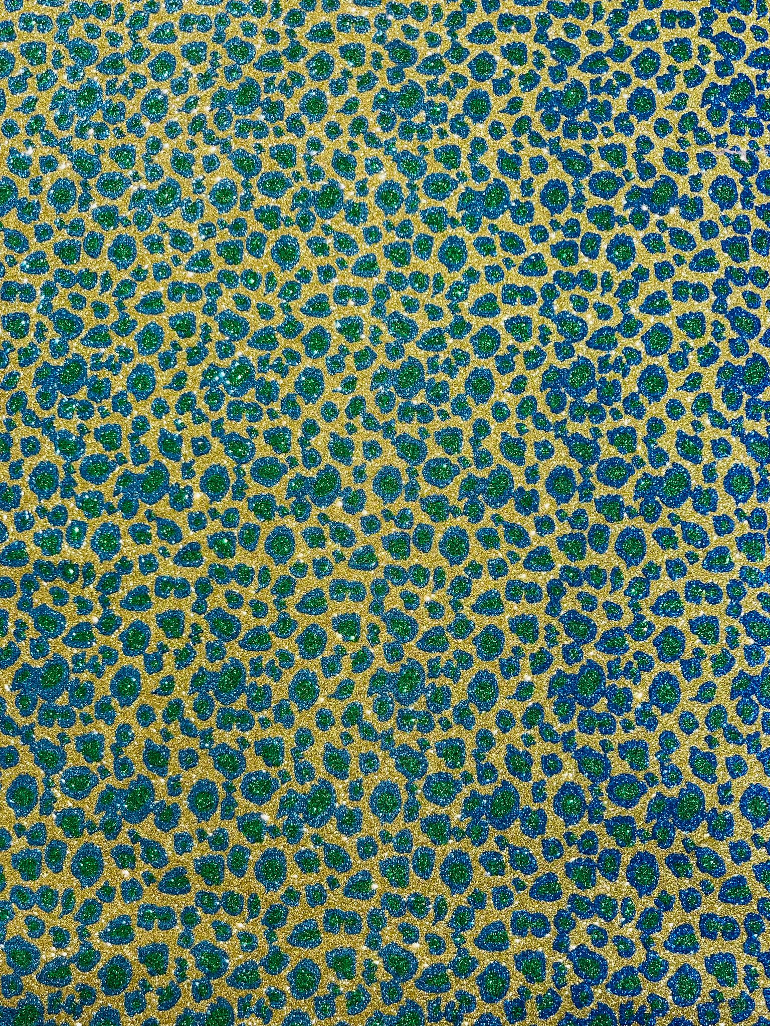 Leopard/ Chita glitter/Sparkle craft Upholstery On A Canvas Backing/Faux vinyl/48” wide.